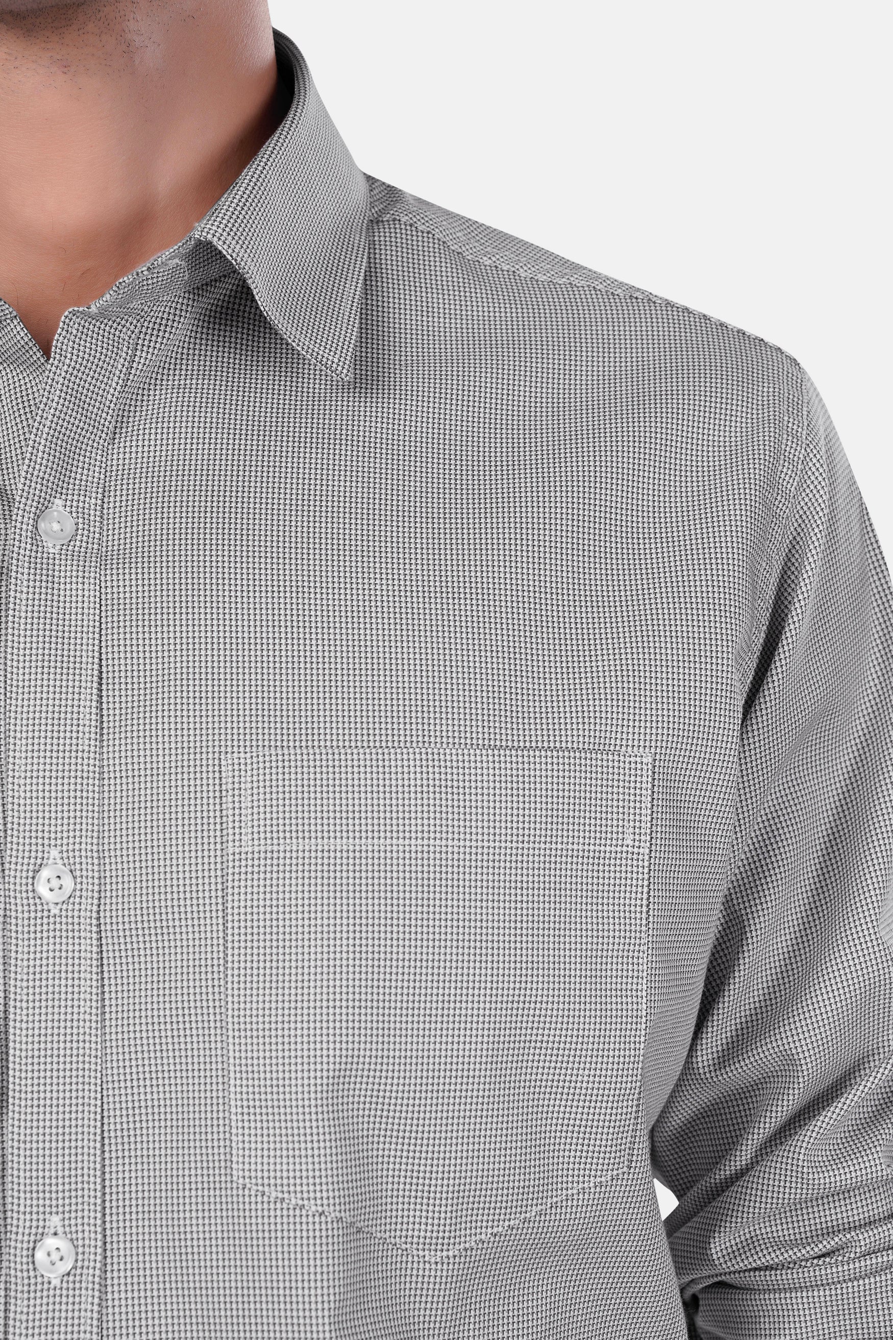 7swords-Gunsmoke Gray Houndstooth Premium Cotton Shirt 7S-141-38, 7S-141-39, 7S-141-40, 7S-141-42