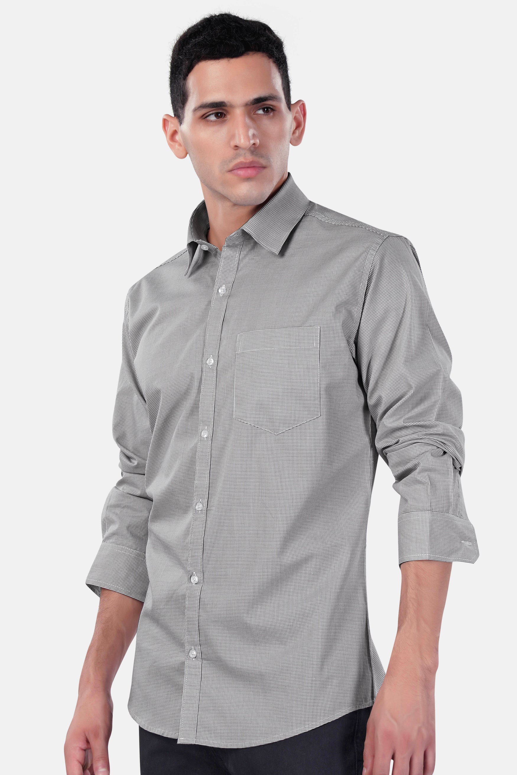 7swords-Gunsmoke Gray Houndstooth Premium Cotton Shirt 7S-141-38, 7S-141-39, 7S-141-40, 7S-141-42