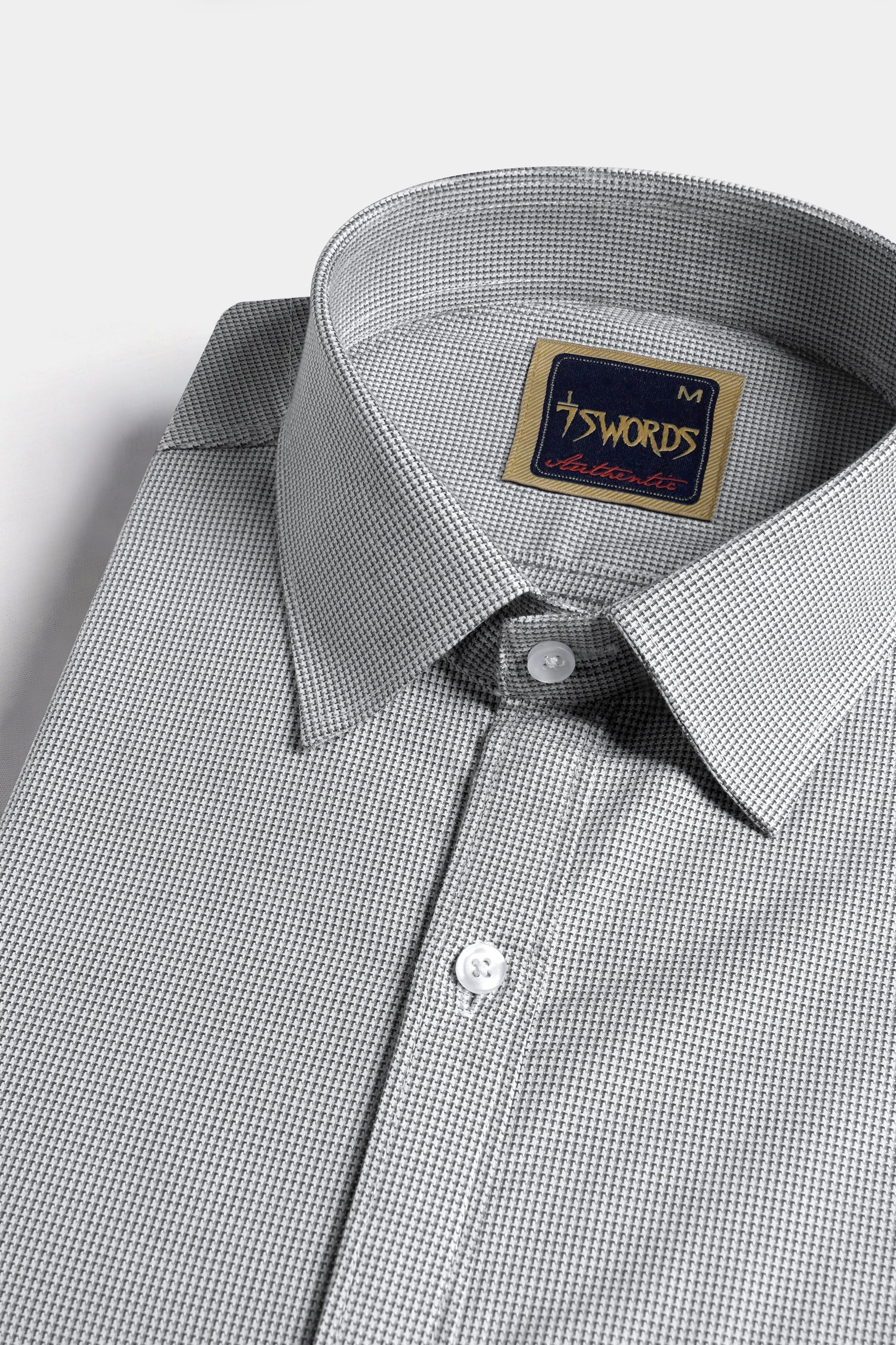 7swords-Gunsmoke Gray Houndstooth Premium Cotton Shirt 7S-141-38, 7S-141-39, 7S-141-40, 7S-141-42