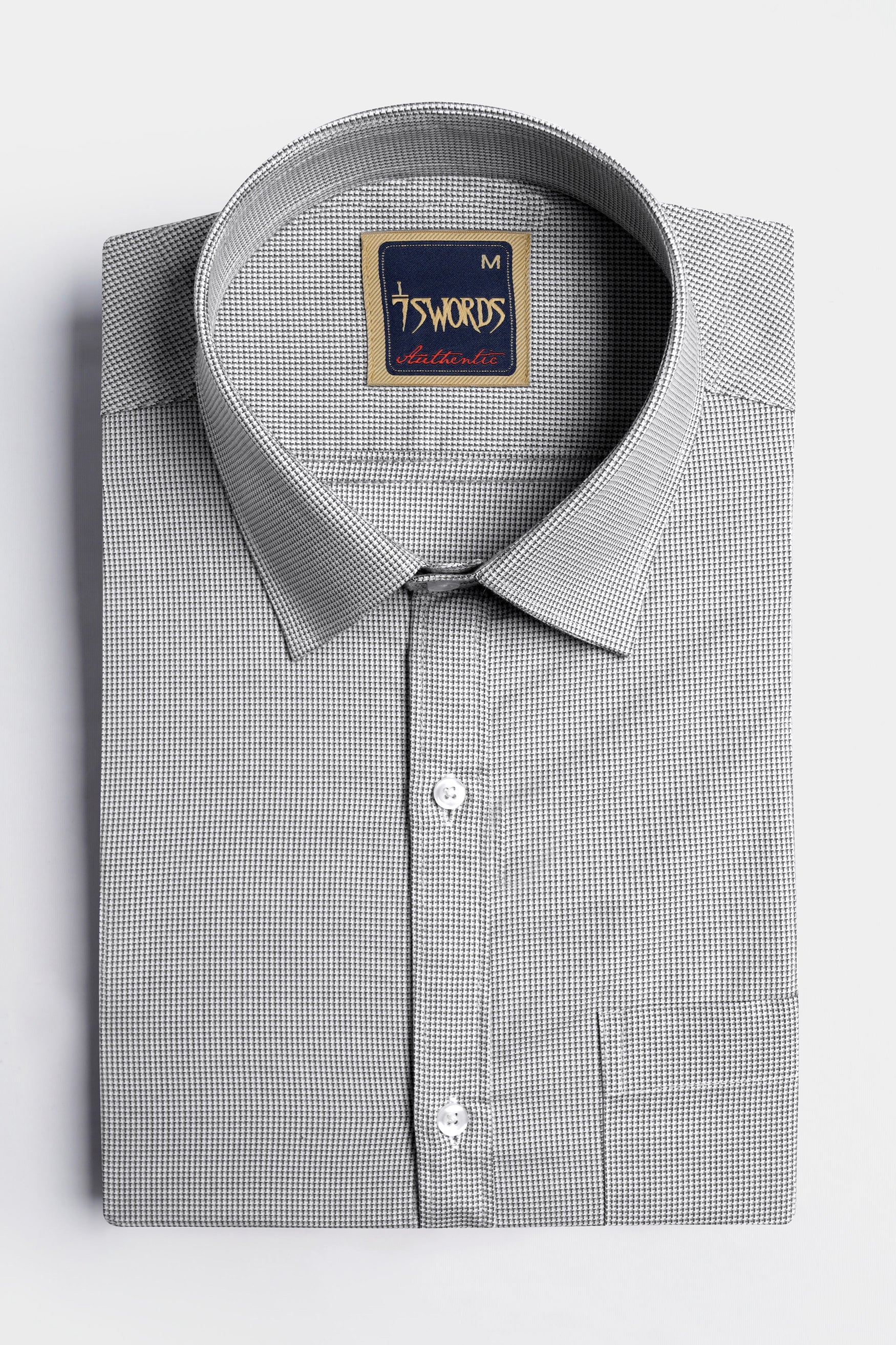 7swords-Gunsmoke Gray Houndstooth Premium Cotton Shirt 7S-141-38, 7S-141-39, 7S-141-40, 7S-141-42