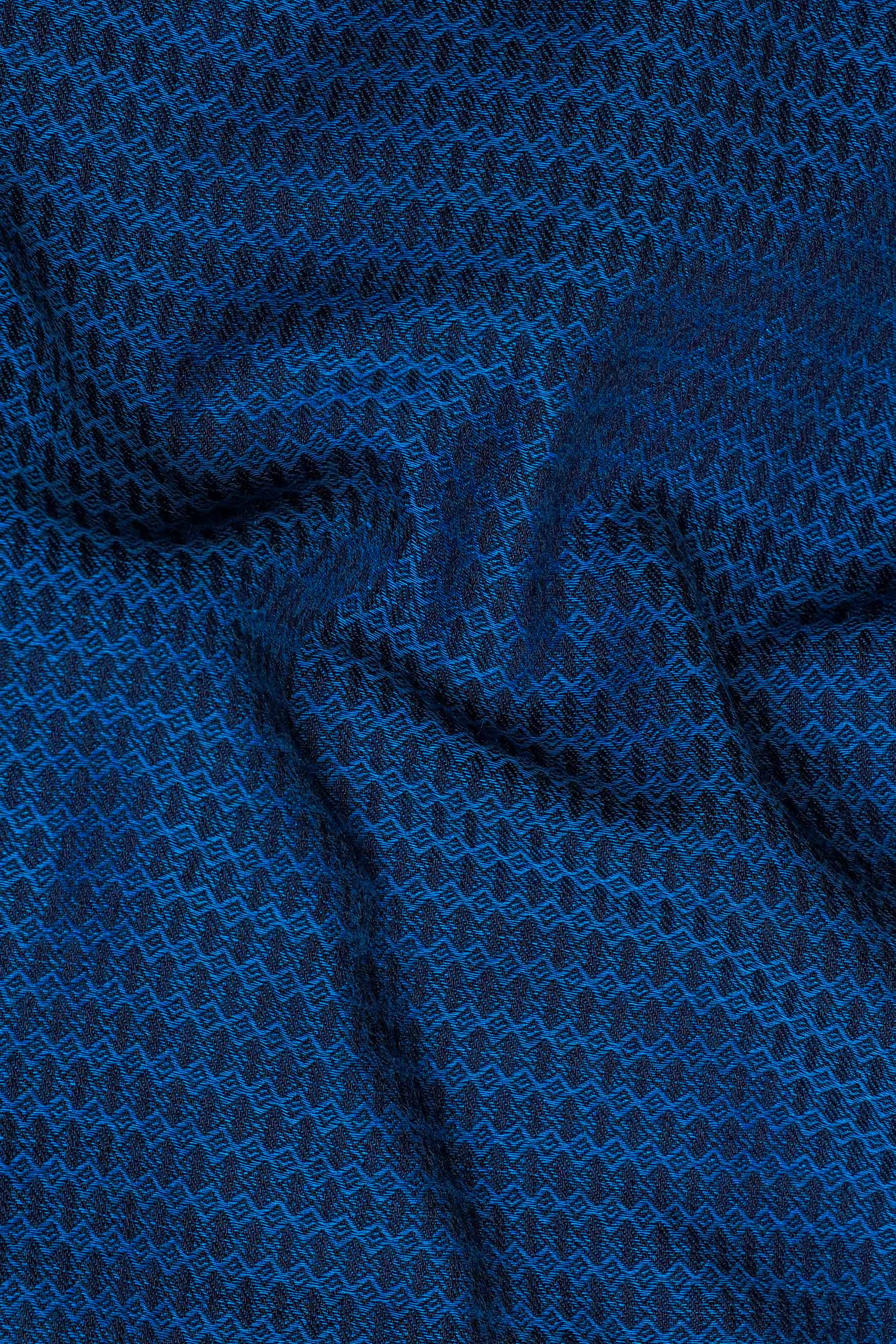 7swords-Cerulean Blue and Downriver Blue Micro Printed Premium Cotton Shirt 7S-142-38, 7S-142-39, 7S-142-40, 7S-142-42