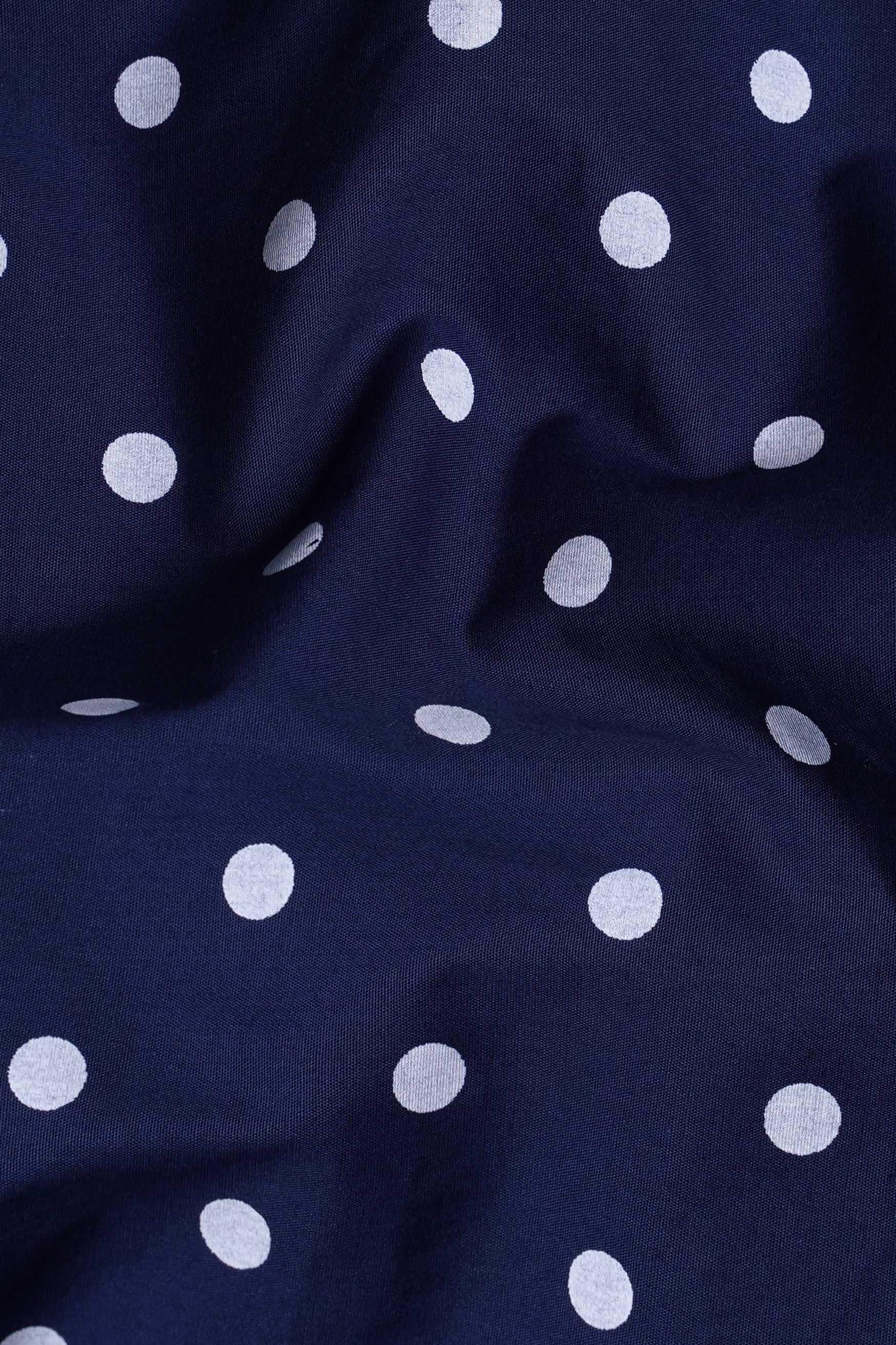 7swords-Haiti Blue and White Polka Dotted Premium Cotton Shirt 7S-149-38, 7S-149-39, 7S-149-40, 7S-149-42