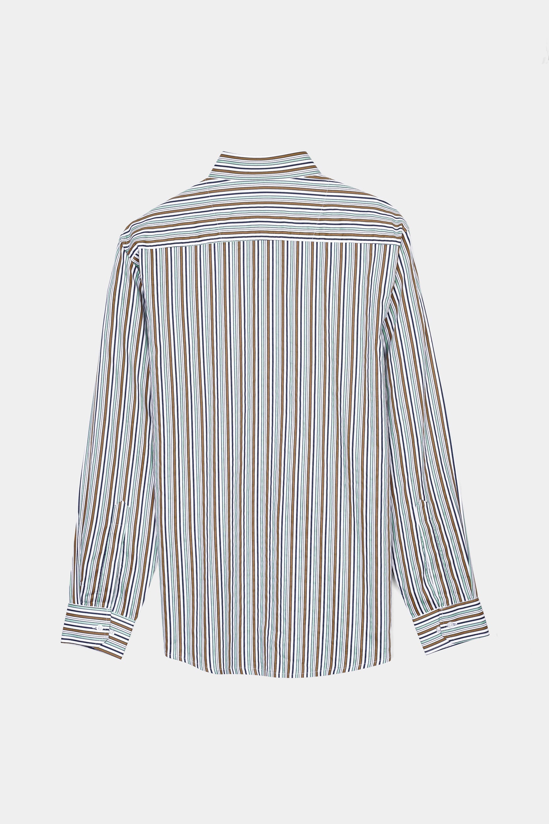 7swords-Bright White and Mocha Brown Multicolour Striped Premium Cotton Shirt 7S-153-38, 7S-153-39, 7S-153-40, 7S-153-42