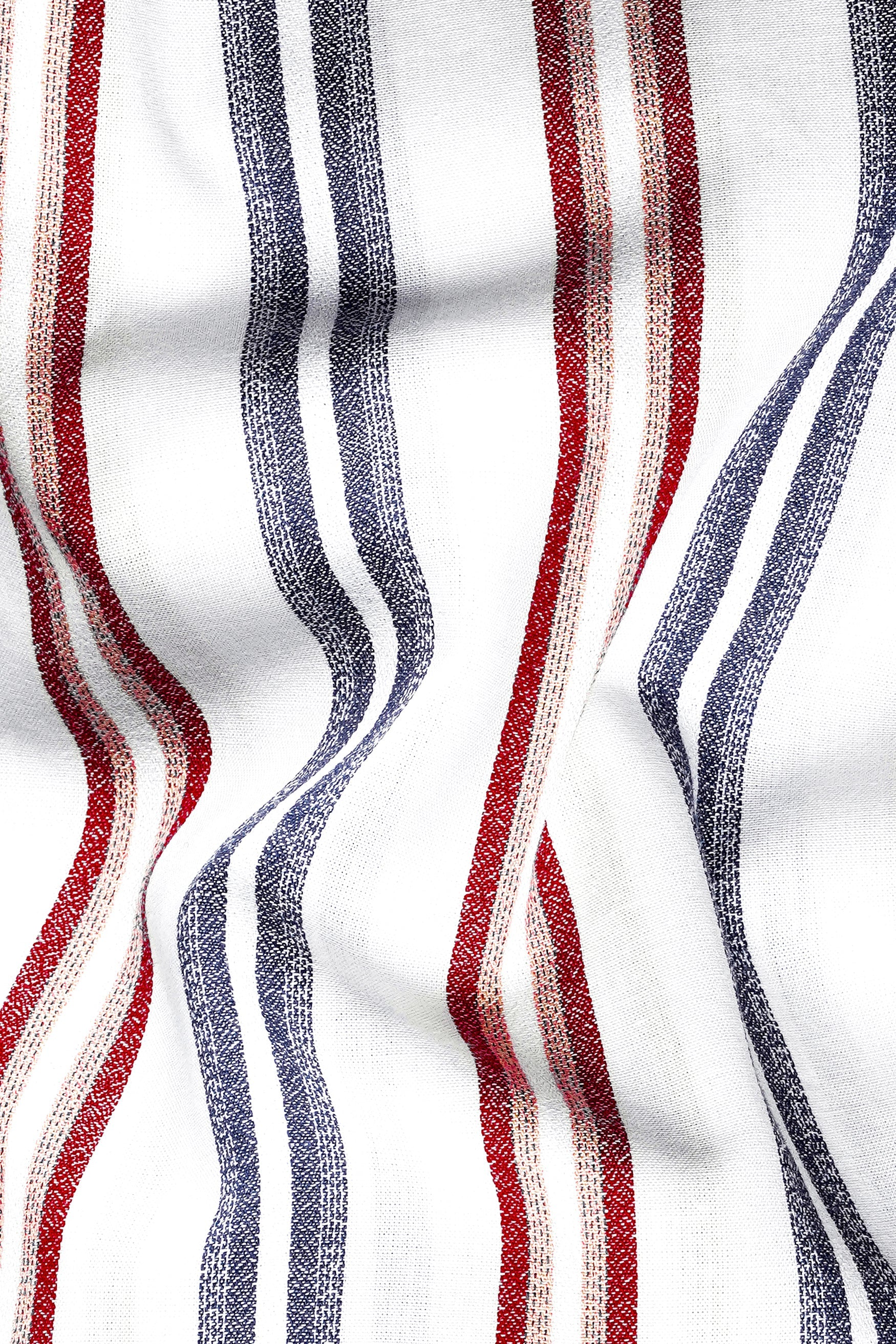 7swords-Bright White and Maple Red Multicolour Striped Premium Cotton Shirt 7S-157-38, 7S-157-39, 7S-157-40, 7S-157-42