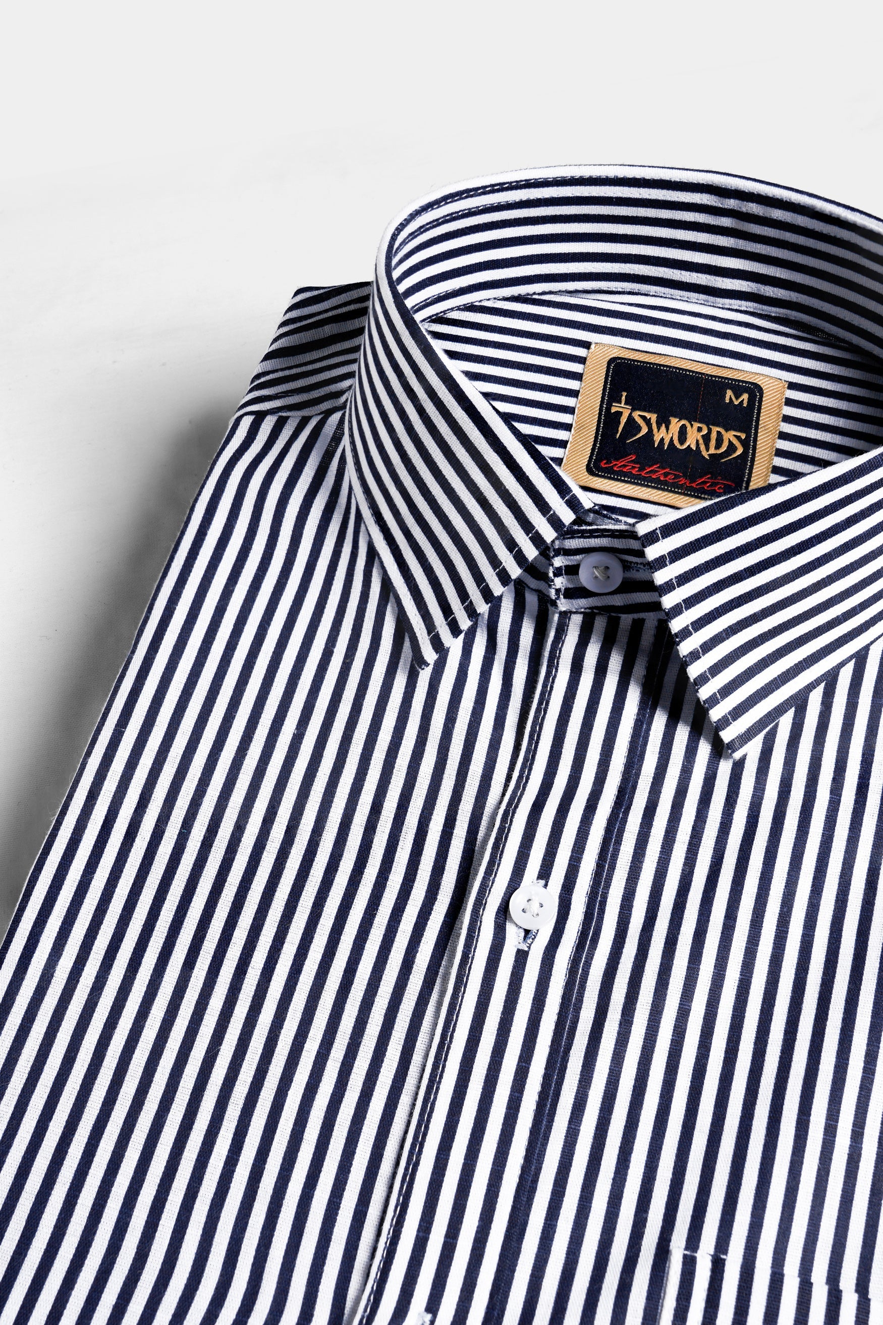 7swords-Haiti Blue and Bright White Striped Premium Cotton Shirt 7S-158-38, 7S-158-39, 7S-158-40, 7S-158-42