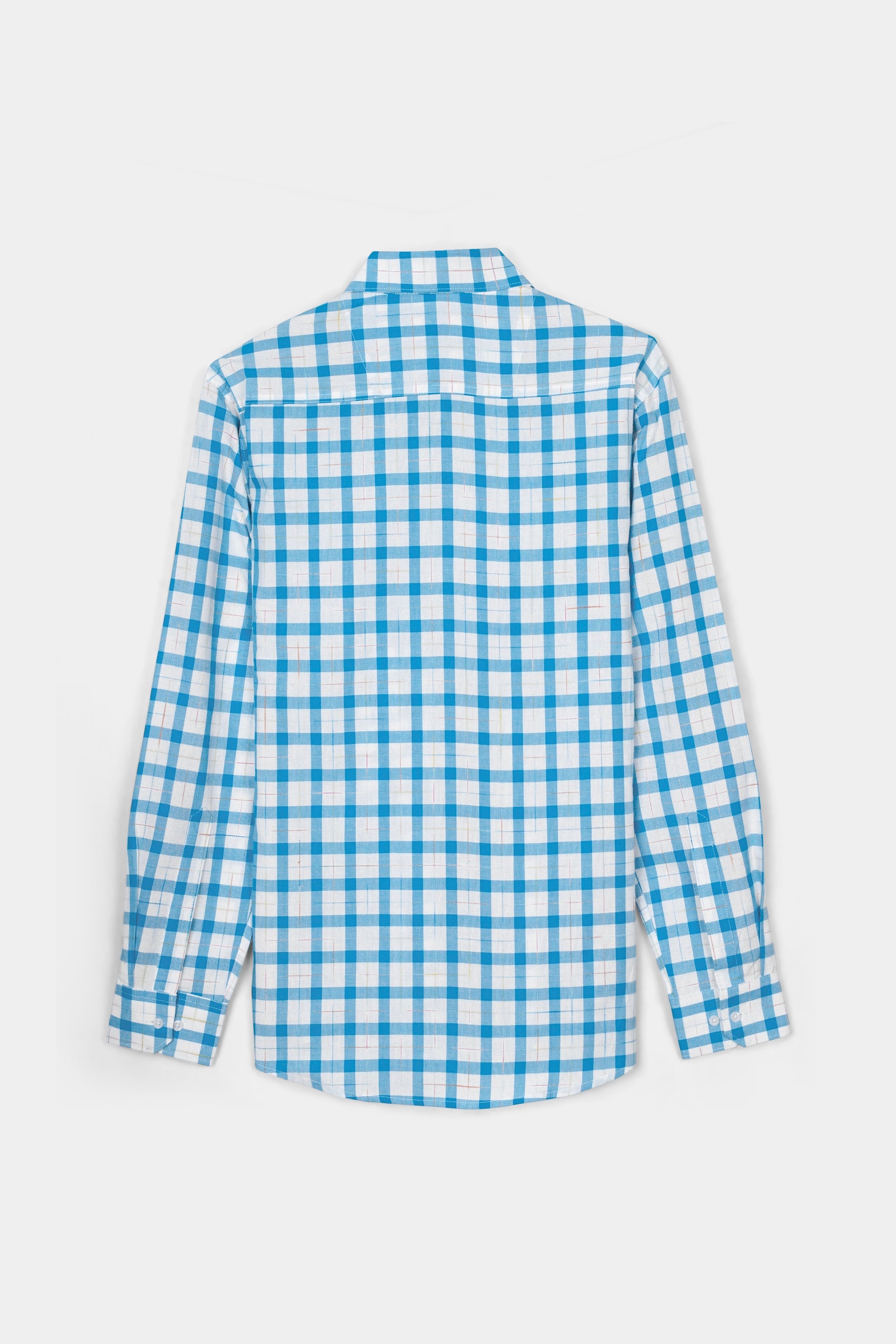 7swords-Picton Blue and White Plaid Premium Cotton Shirt 7S-161-CA-38, 7S-161-CA-39, 7S-161-CA-40, 7S-161-CA-42