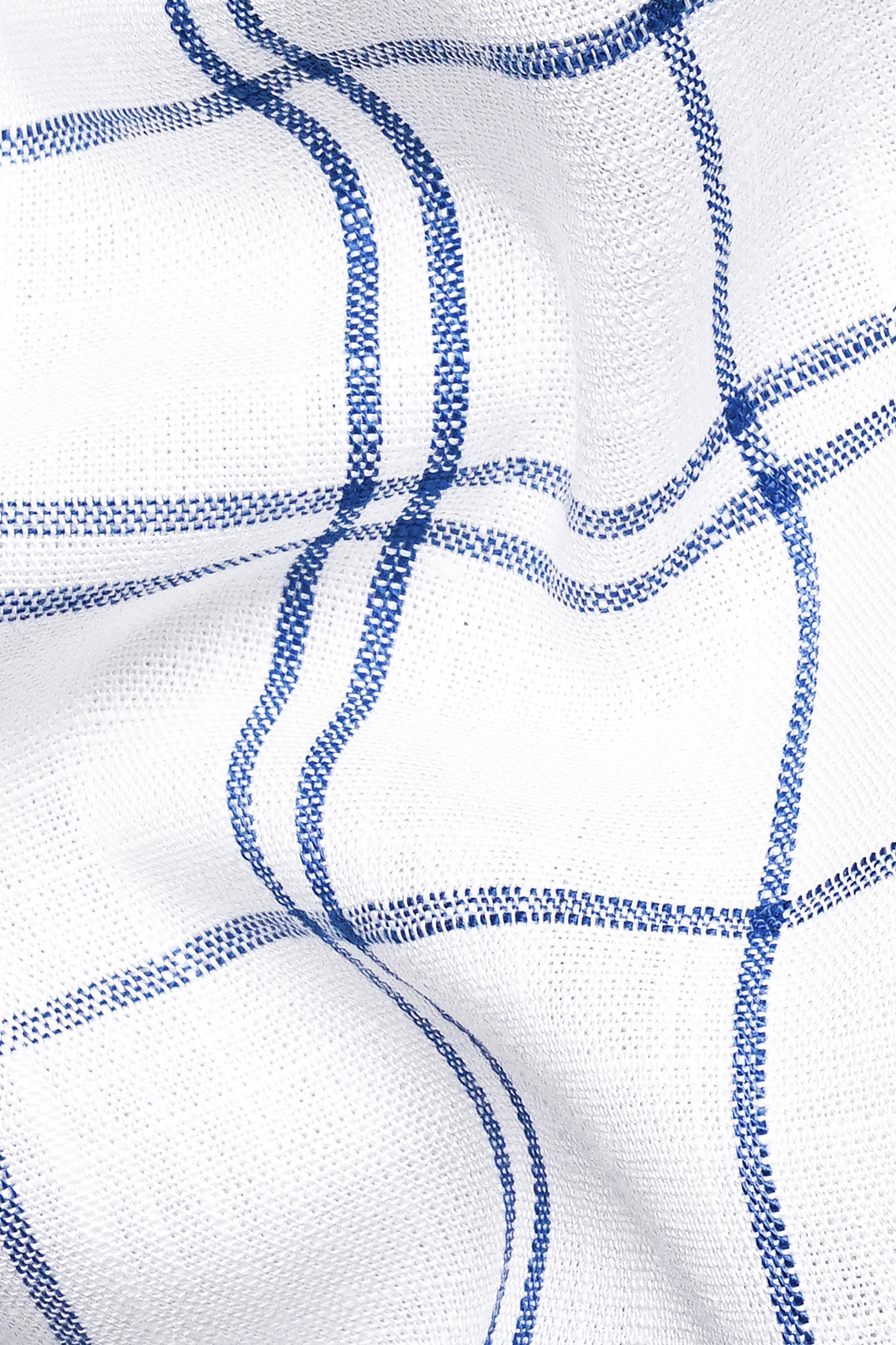 7swords-Bright White and Azure Blue Plaid Premium Cotton Shirt 7S-164-38, 7S-164-39, 7S-164-40, 7S-164-42