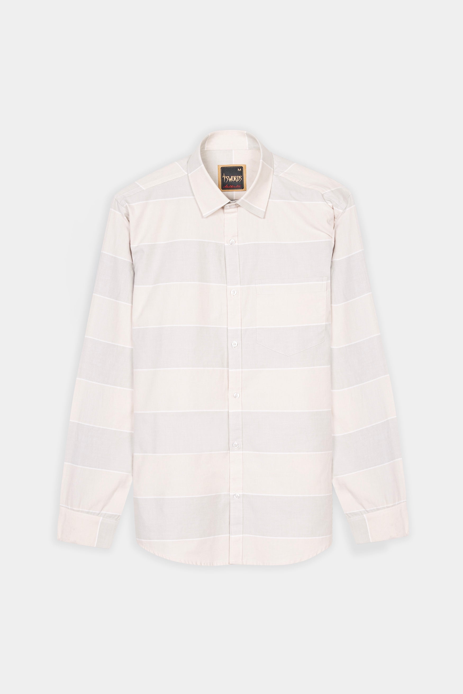 7swords-Amour Beige and Oyster Brown Striped Premium Cotton Shirt 7S-165-38, 7S-165-39, 7S-165-40, 7S-165-42