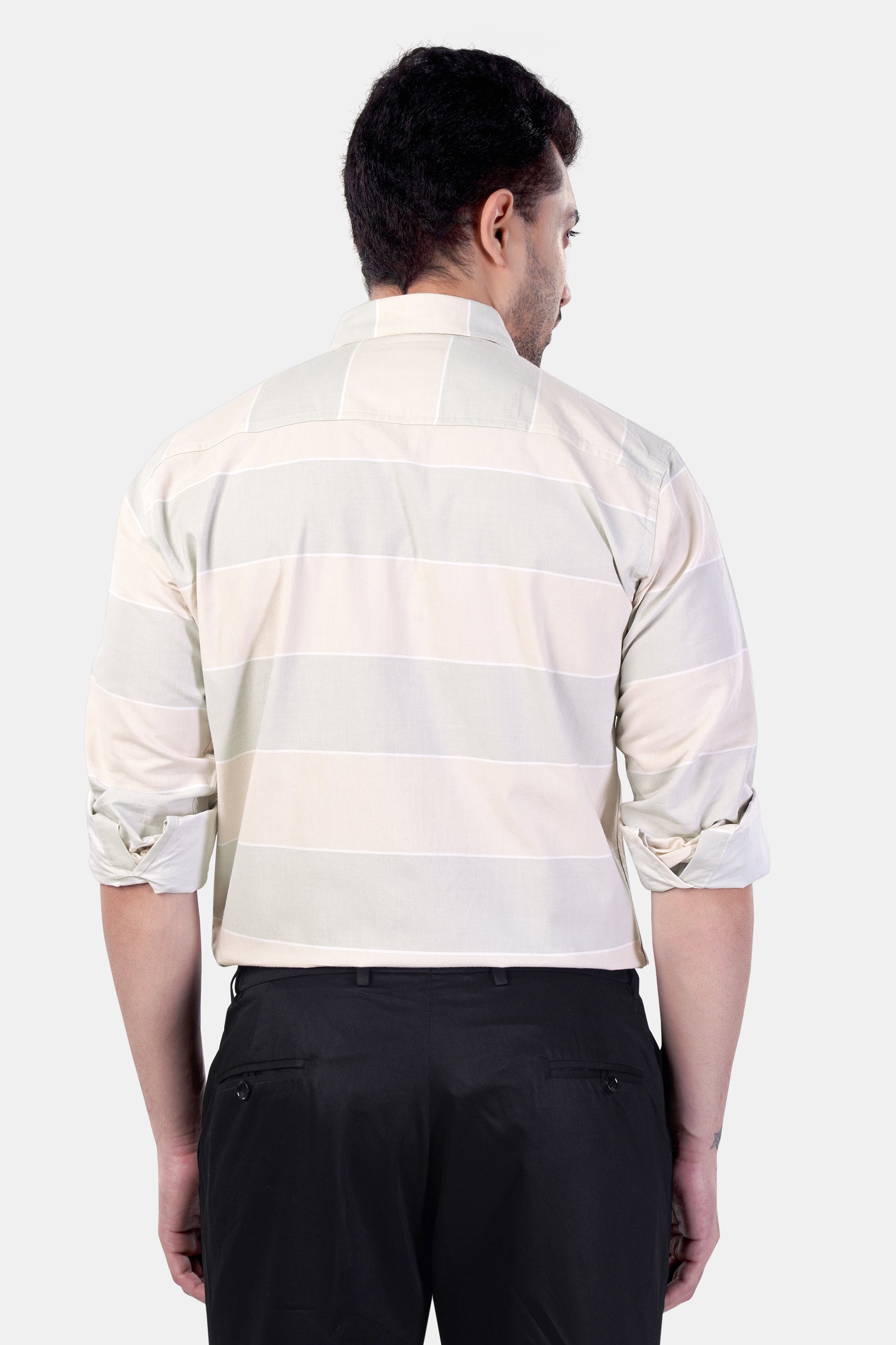 7swords-Amour Beige and Oyster Brown Striped Premium Cotton Shirt 7S-165-38, 7S-165-39, 7S-165-40, 7S-165-42