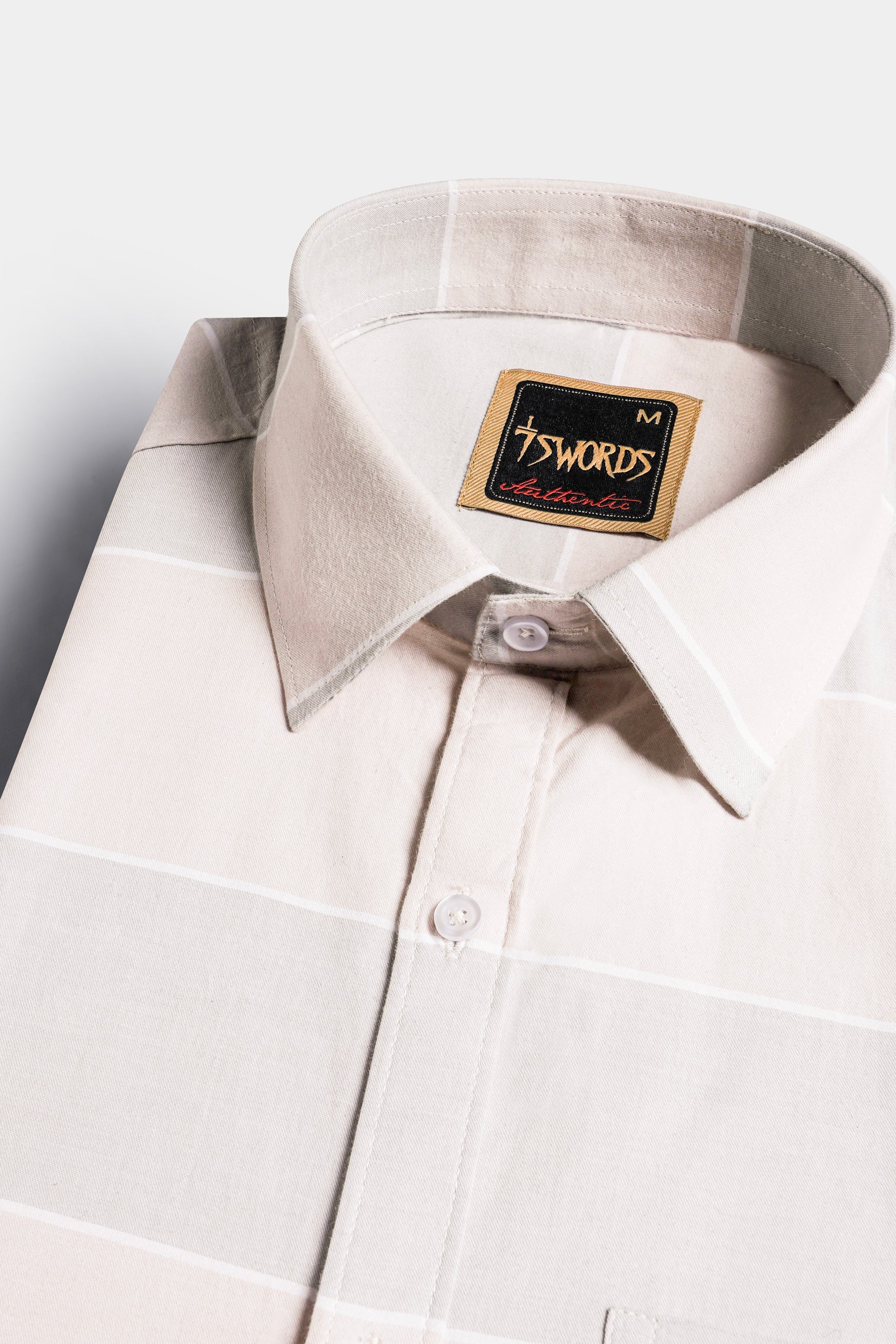 7swords-Amour Beige and Oyster Brown Striped Premium Cotton Shirt 7S-165-38, 7S-165-39, 7S-165-40, 7S-165-42
