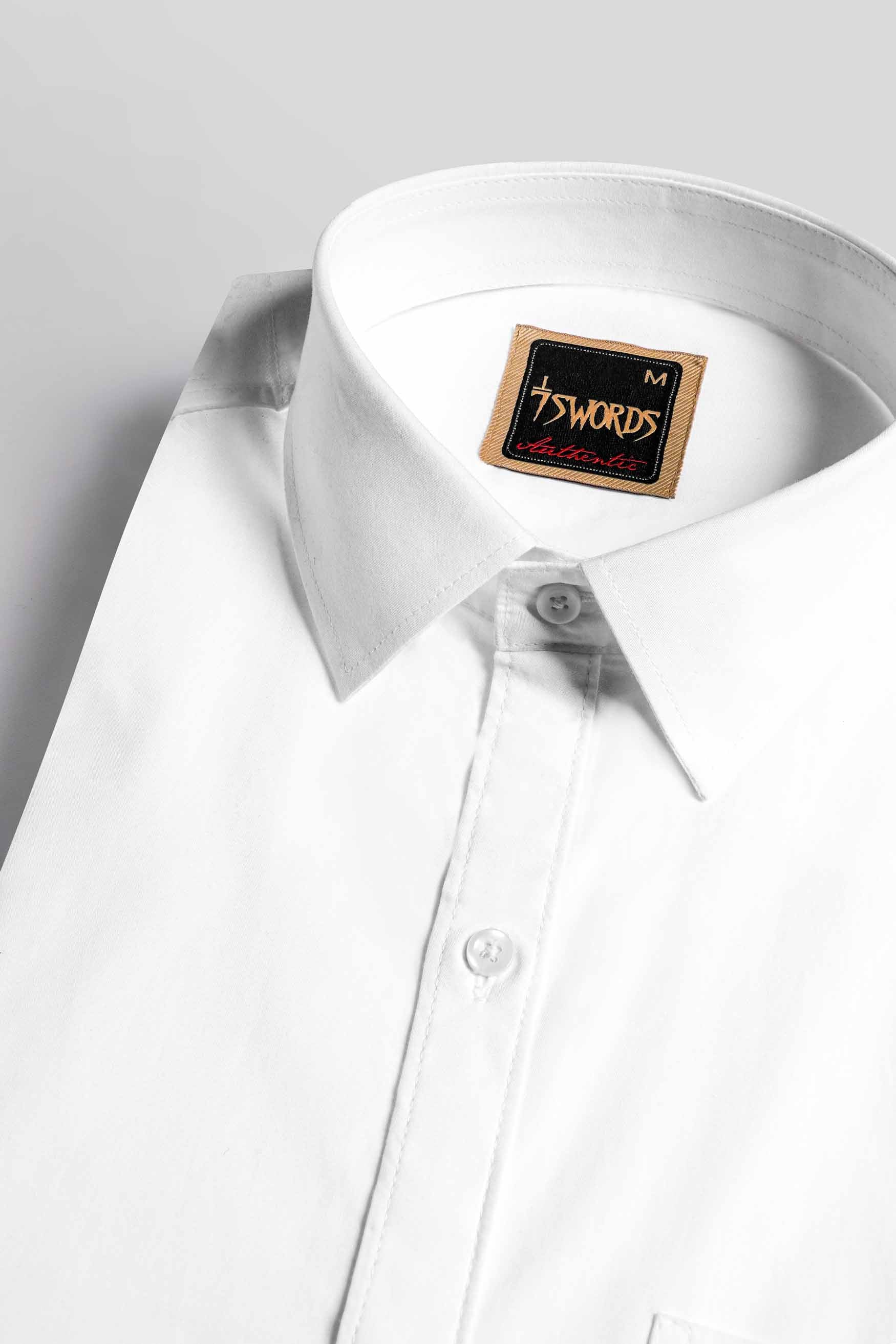 7swords-Bright White Premium Cotton Shirt 7S-166-38, 7S-166-39, 7S-166-40, 7S-166-42