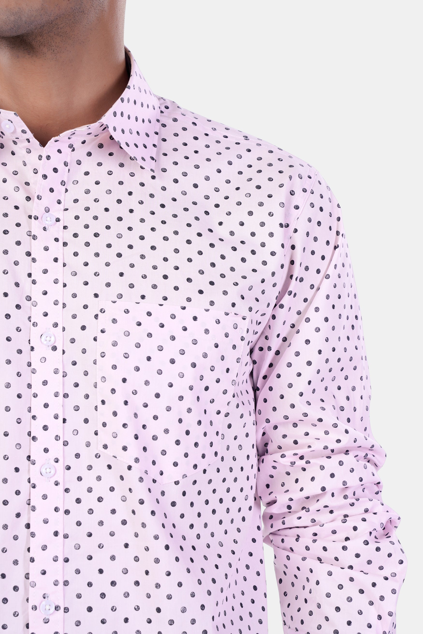 7swords-Cameo Lavender and Martini Gray Polka Dotted Premium Cotton Shirt 7S-167-38, 7S-167-39, 7S-167-40, 7S-167-42
