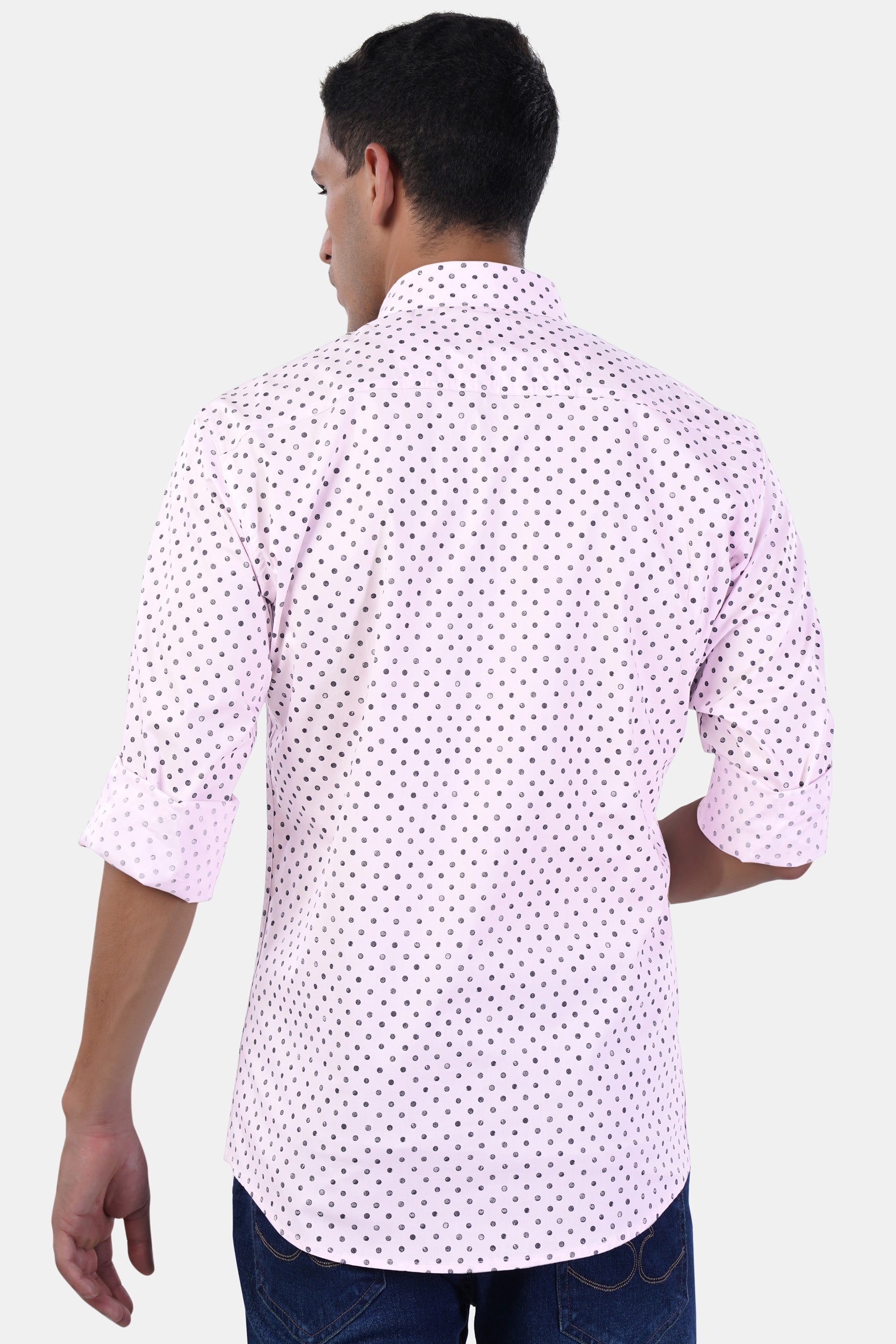 7swords-Cameo Lavender and Martini Gray Polka Dotted Premium Cotton Shirt 7S-167-38, 7S-167-39, 7S-167-40, 7S-167-42