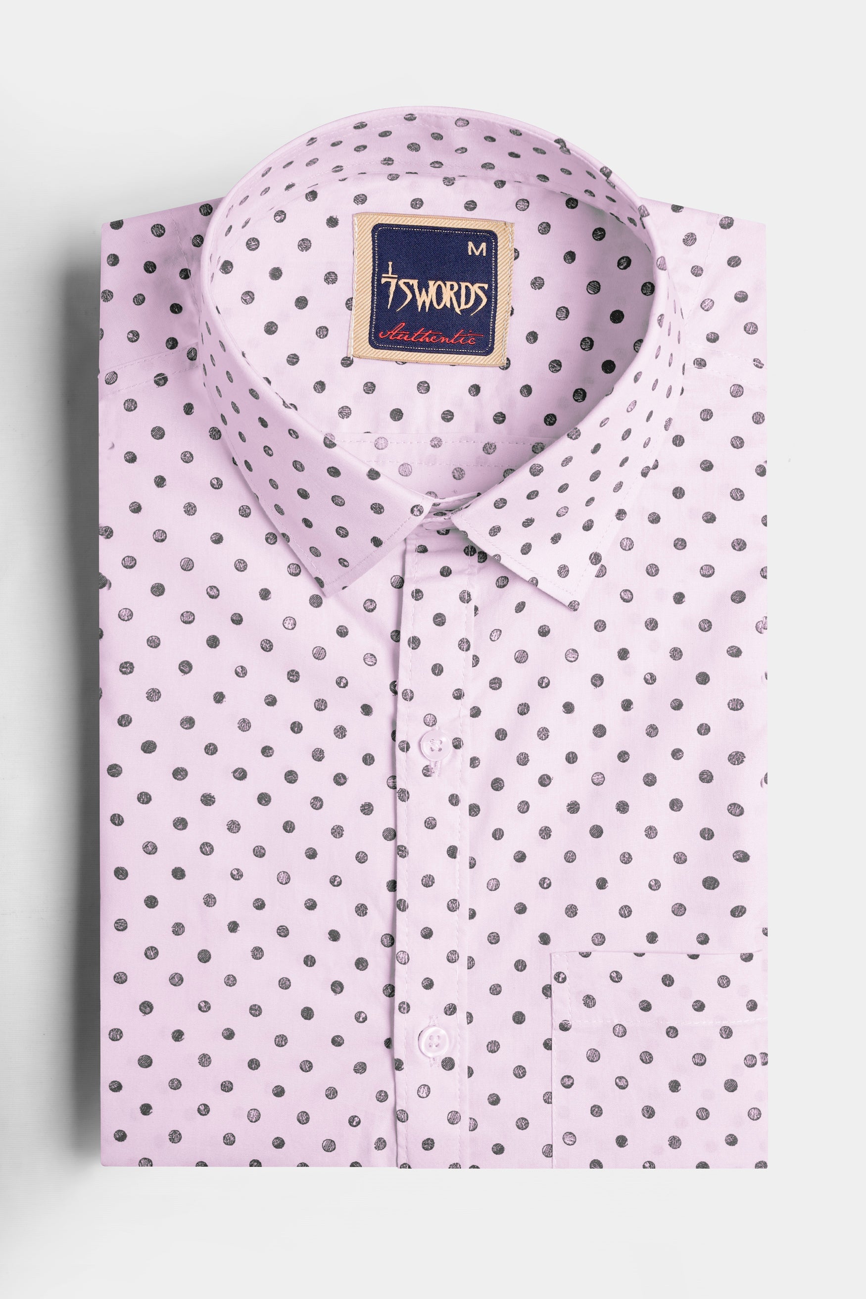 7swords-Cameo Lavender and Martini Gray Polka Dotted Premium Cotton Shirt 7S-167-38, 7S-167-39, 7S-167-40, 7S-167-42