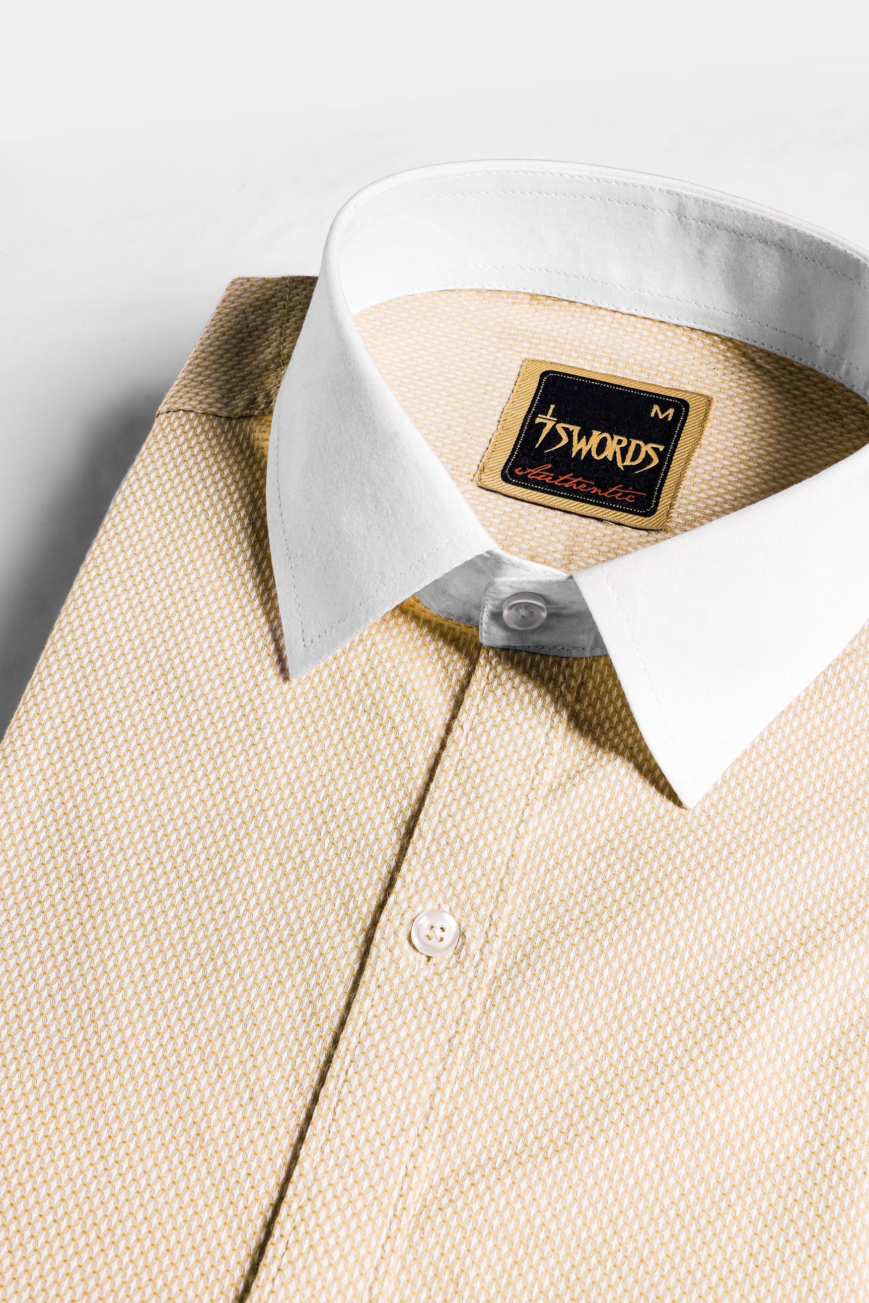 7swords-Desert Beige Premium Cotton Shirt with White Cuffs and Collar 7S-169-WCC-38, 7S-169-WCC-39, 7S-169-WCC-40, 7S-169-WCC-42