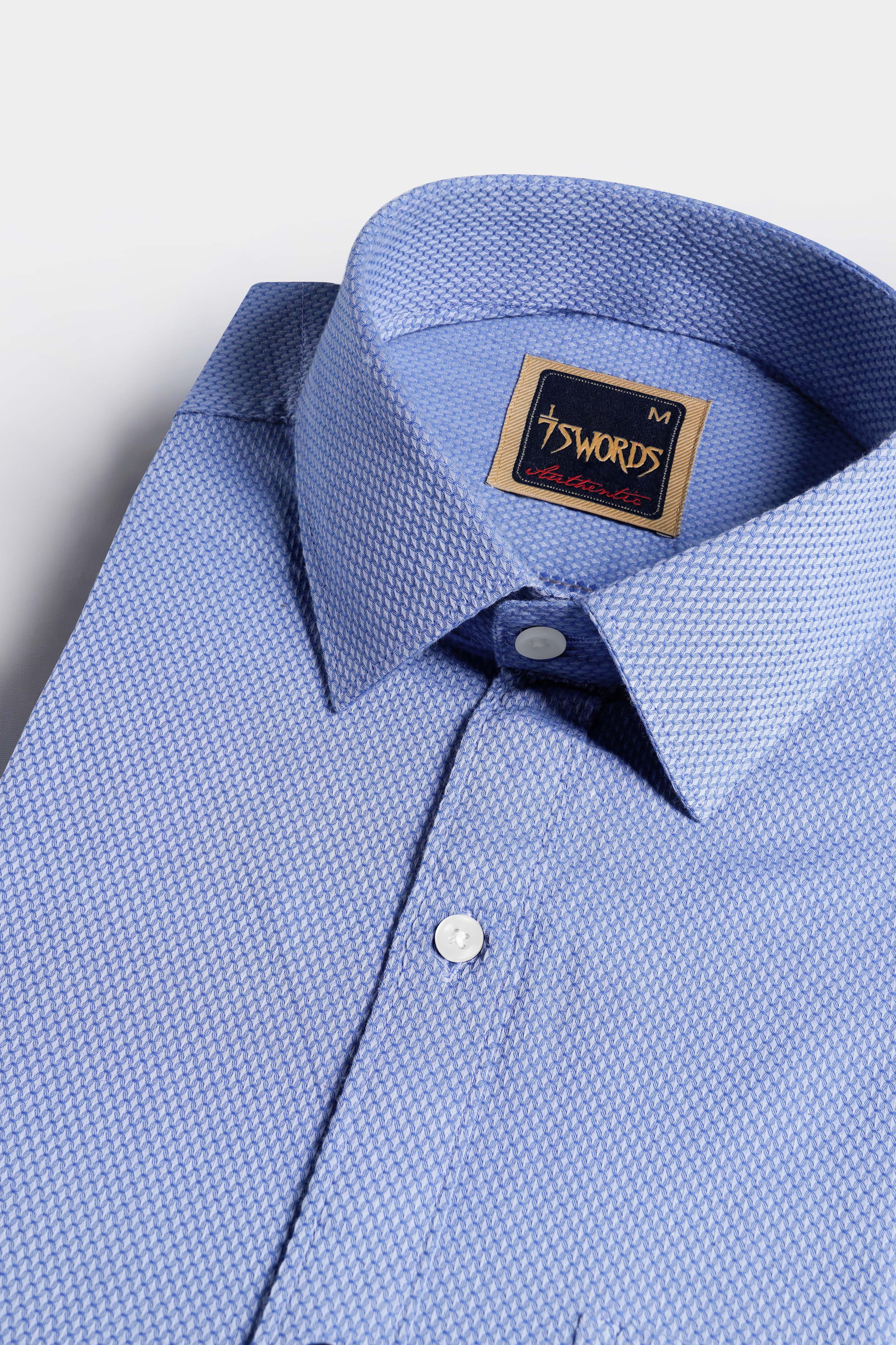 7swords-Faded Blue textured Premium Cotton Shirt 7S-171-38, 7S-171-39, 7S-171-40, 7S-171-42