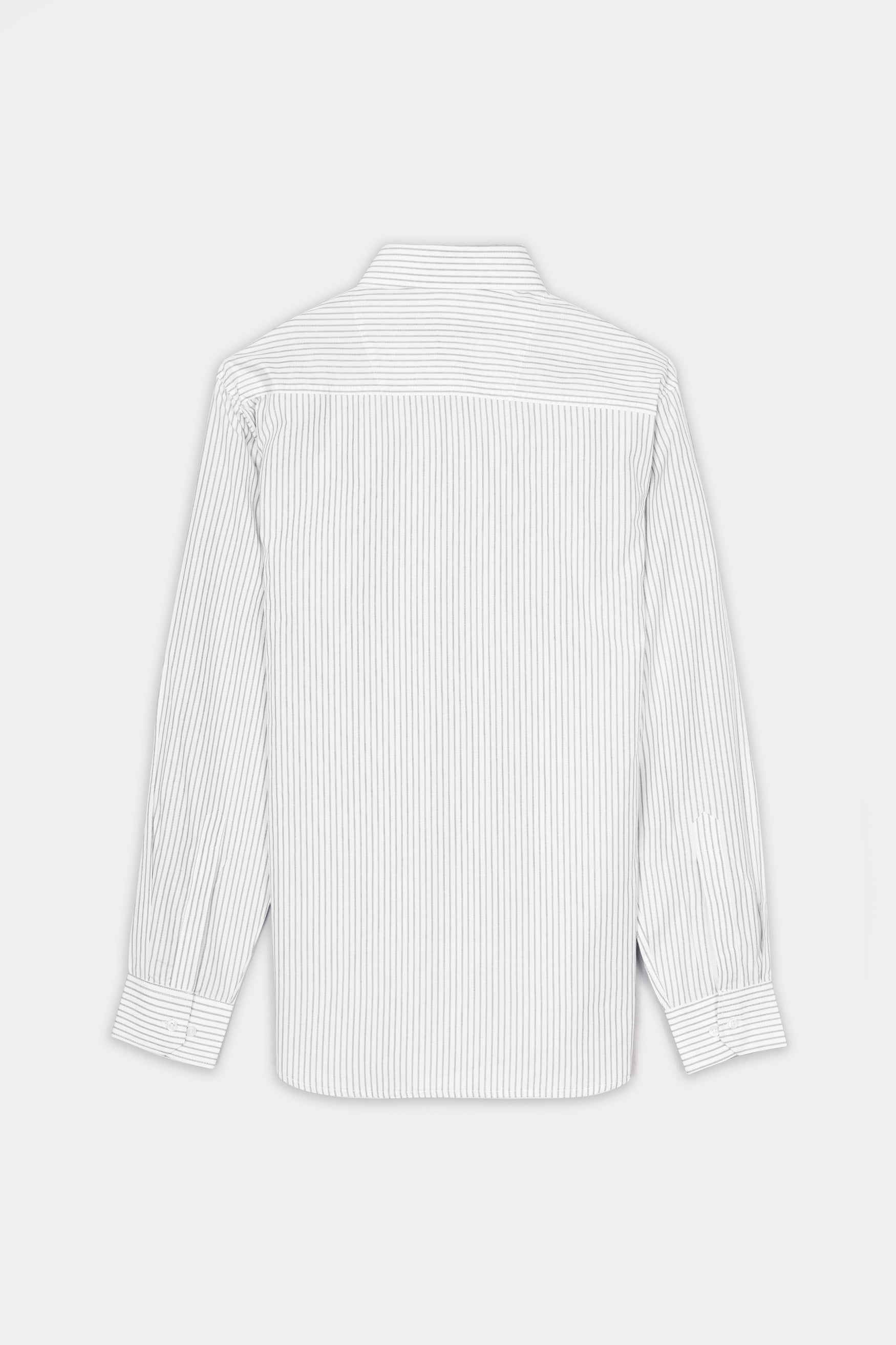 7swords-Bright White and Nobel Gray Striped Premium Cotton Shirt 7S-172-CA-38, 7S-172-CA-39, 7S-172-CA-40, 7S-172-CA-42