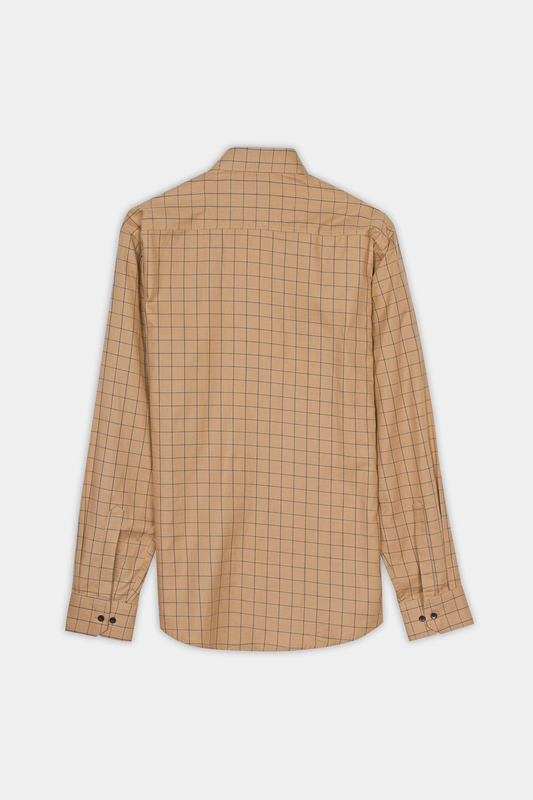 7swords-Tan Brown and Jade Black Windowpane Premium Cotton Shirt 7S-173-BLK-38, 7S-173-BLK-39, 7S-173-BLK-40, 7S-173-BLK-42