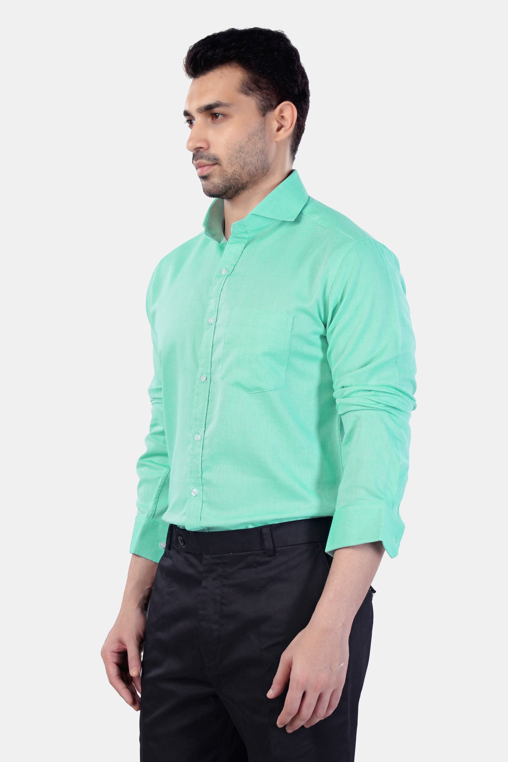 7swords-Tiffany Green textured Premium Cotton Shirt 7S-175-CA-38, 7S-175-CA-39, 7S-175-CA-40, 7S-175-CA-42