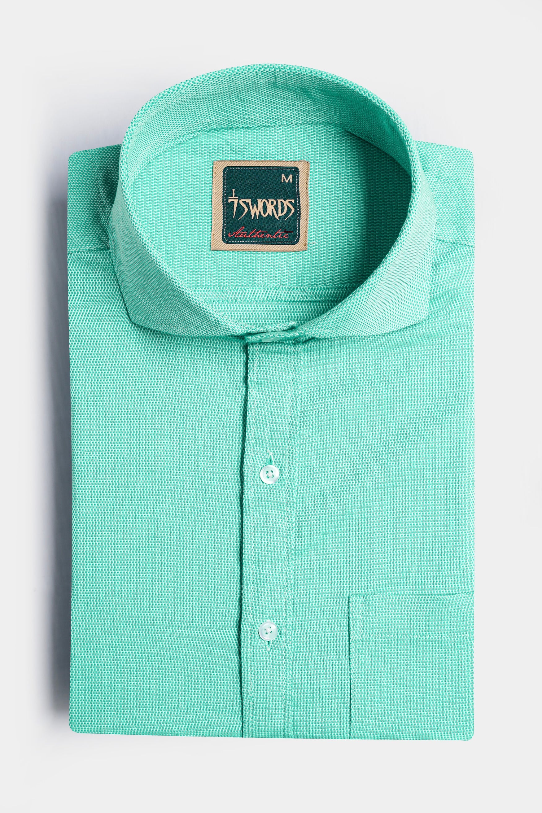 7swords-Tiffany Green textured Premium Cotton Shirt 7S-175-CA-38, 7S-175-CA-39, 7S-175-CA-40, 7S-175-CA-42