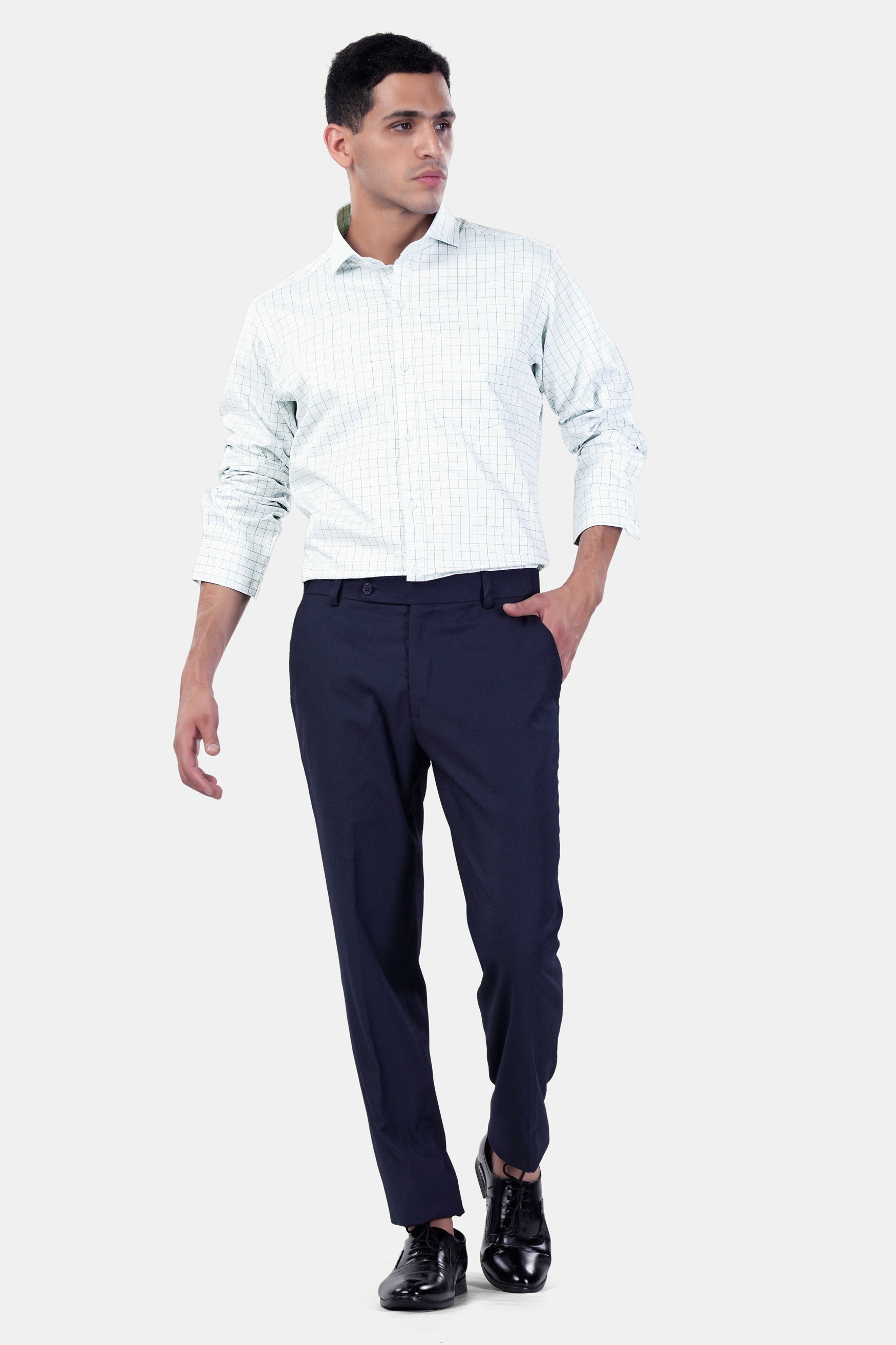 7swords-Bright White Multicolour Checkered Premium Cotton Shirt 7S-176-CA-38, 7S-176-CA-39, 7S-176-CA-40, 7S-176-CA-42