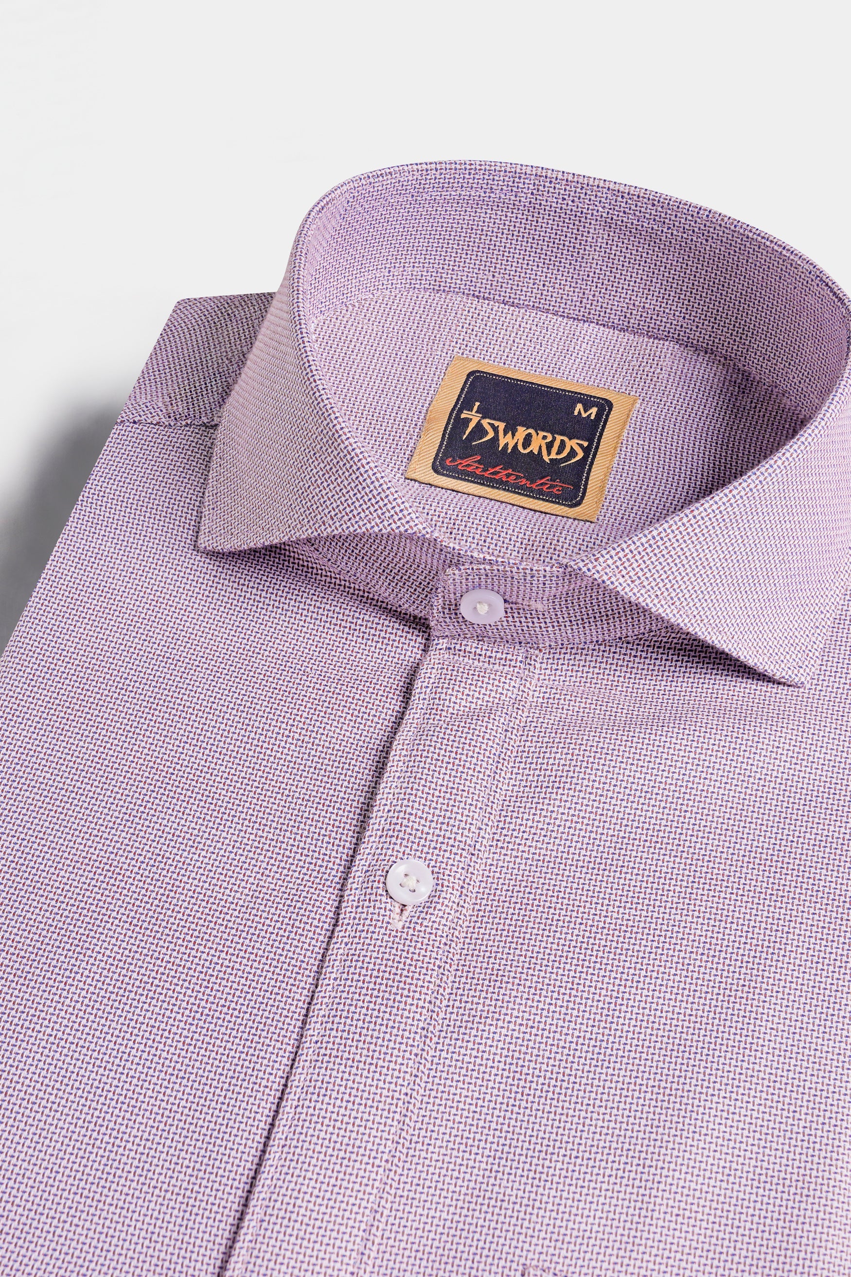 Carolina Plum Pink Casual Textured Premium Cotton Shirt for Men 15in / 38cm / Xs