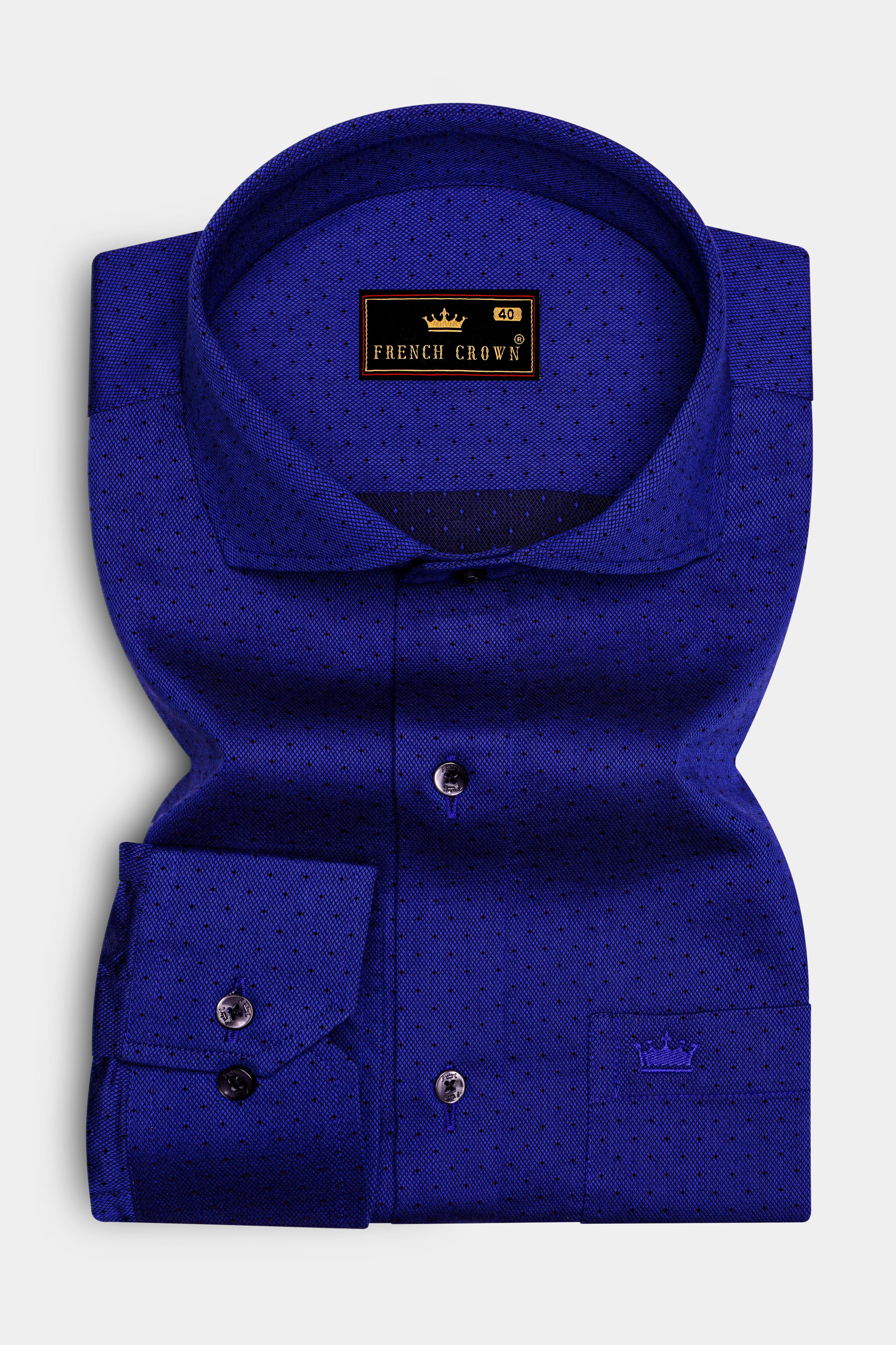 Sapphire Blue Dobby Textured Premium Giza Cotton Shirt