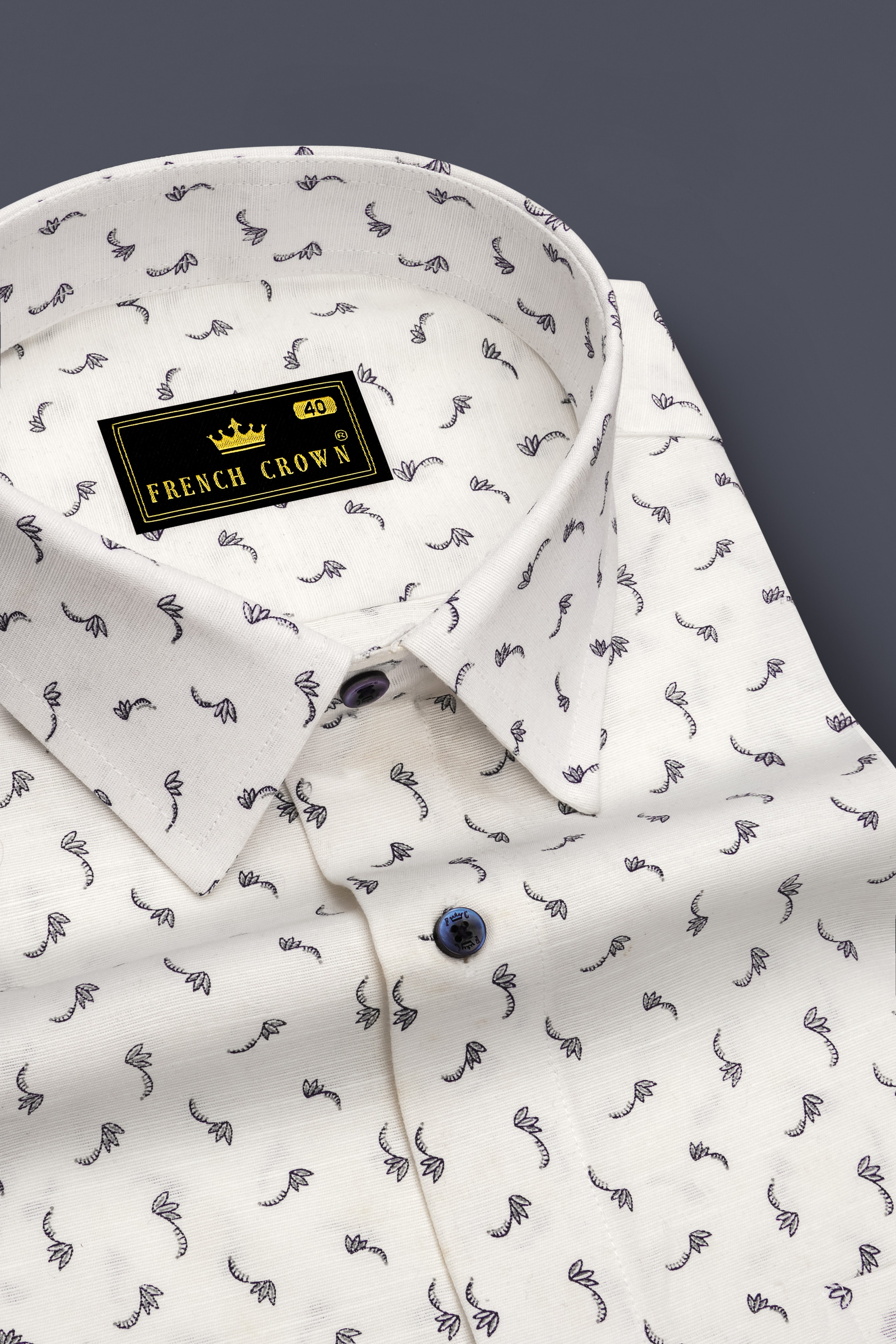 Bright White Printed Luxurious Linen Shirt