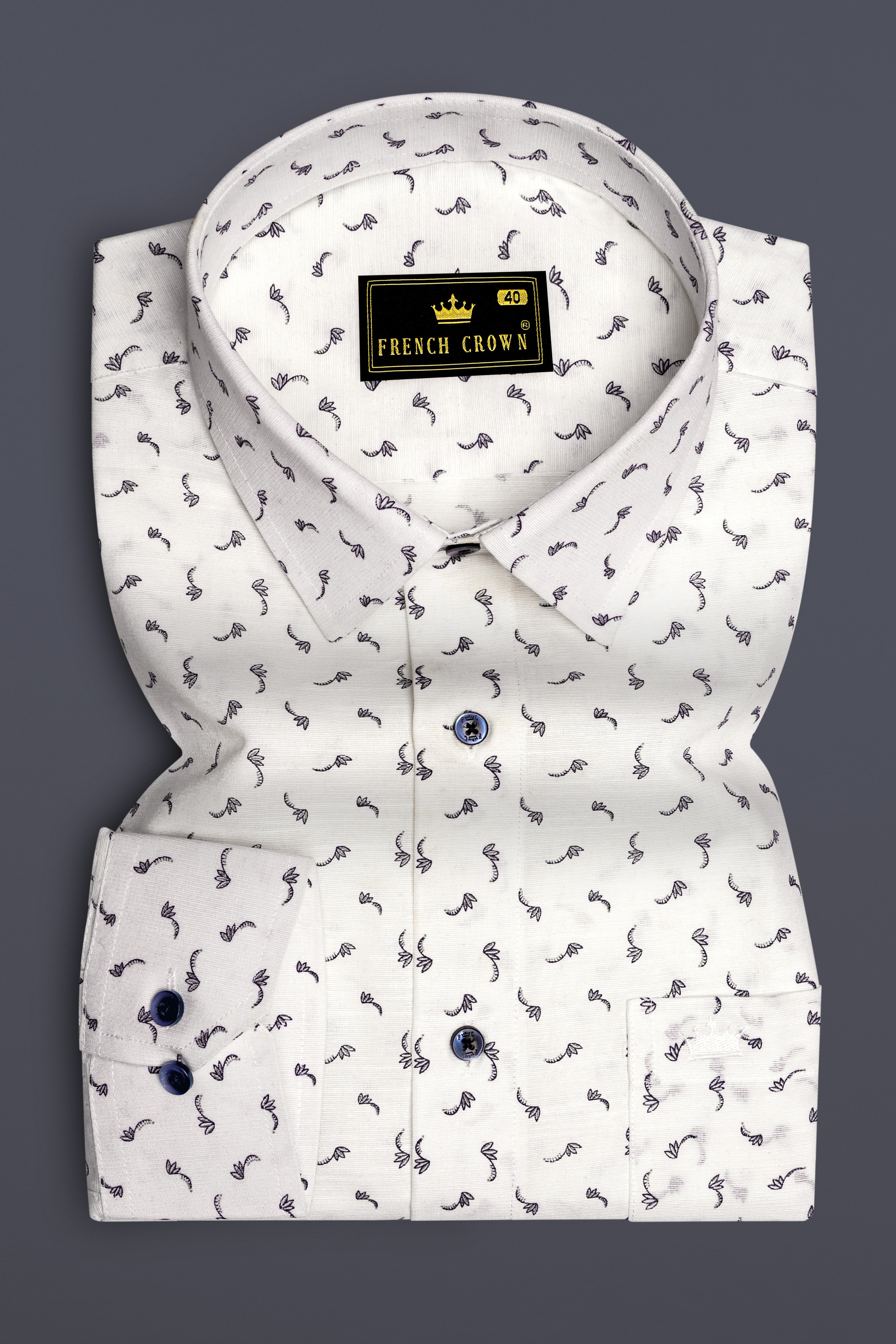 Bright White Printed Luxurious Linen Shirt