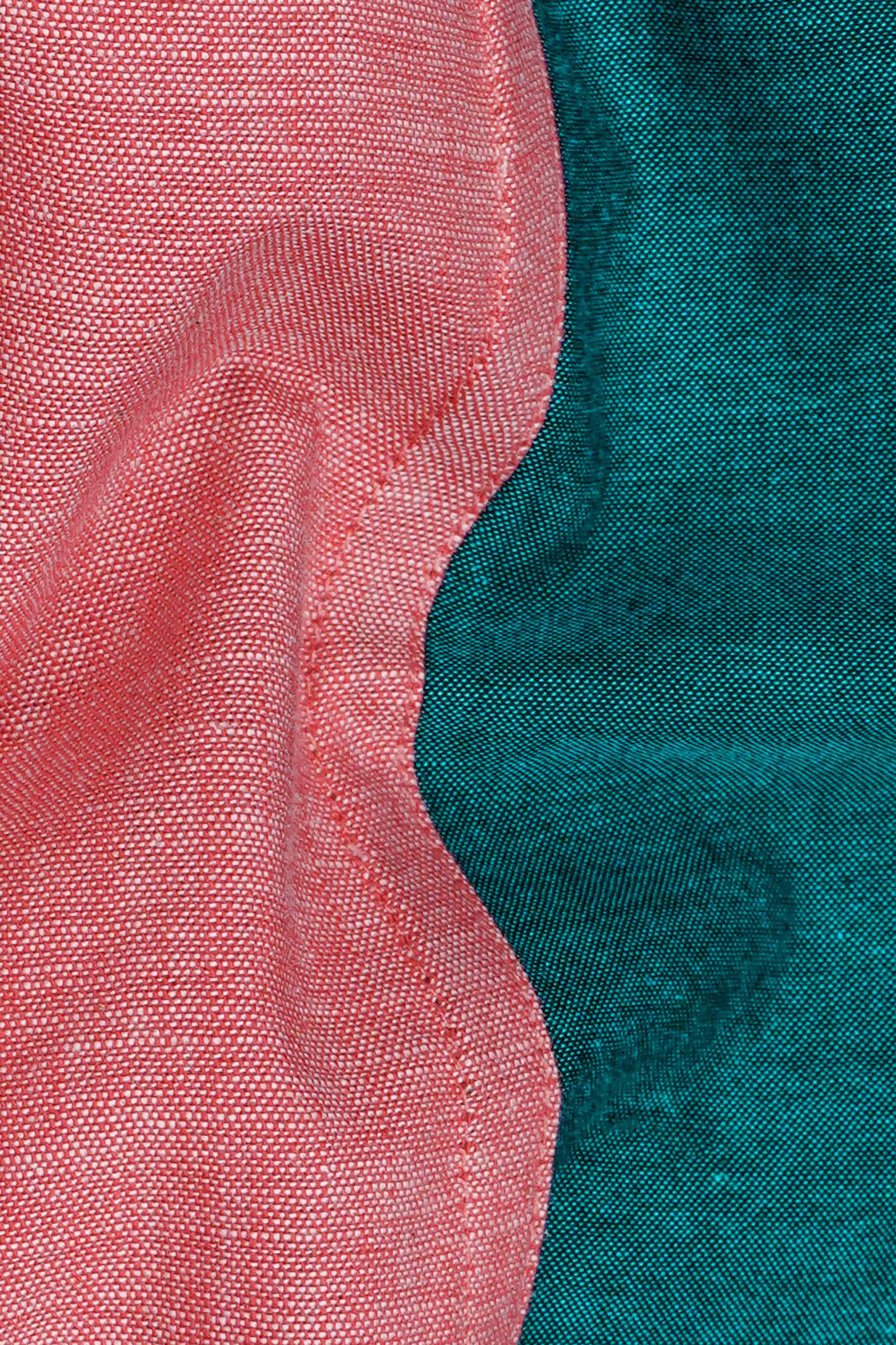 Cranberry Pink with Sherpa Green Funky Printed Royal Oxford Designer Shirt