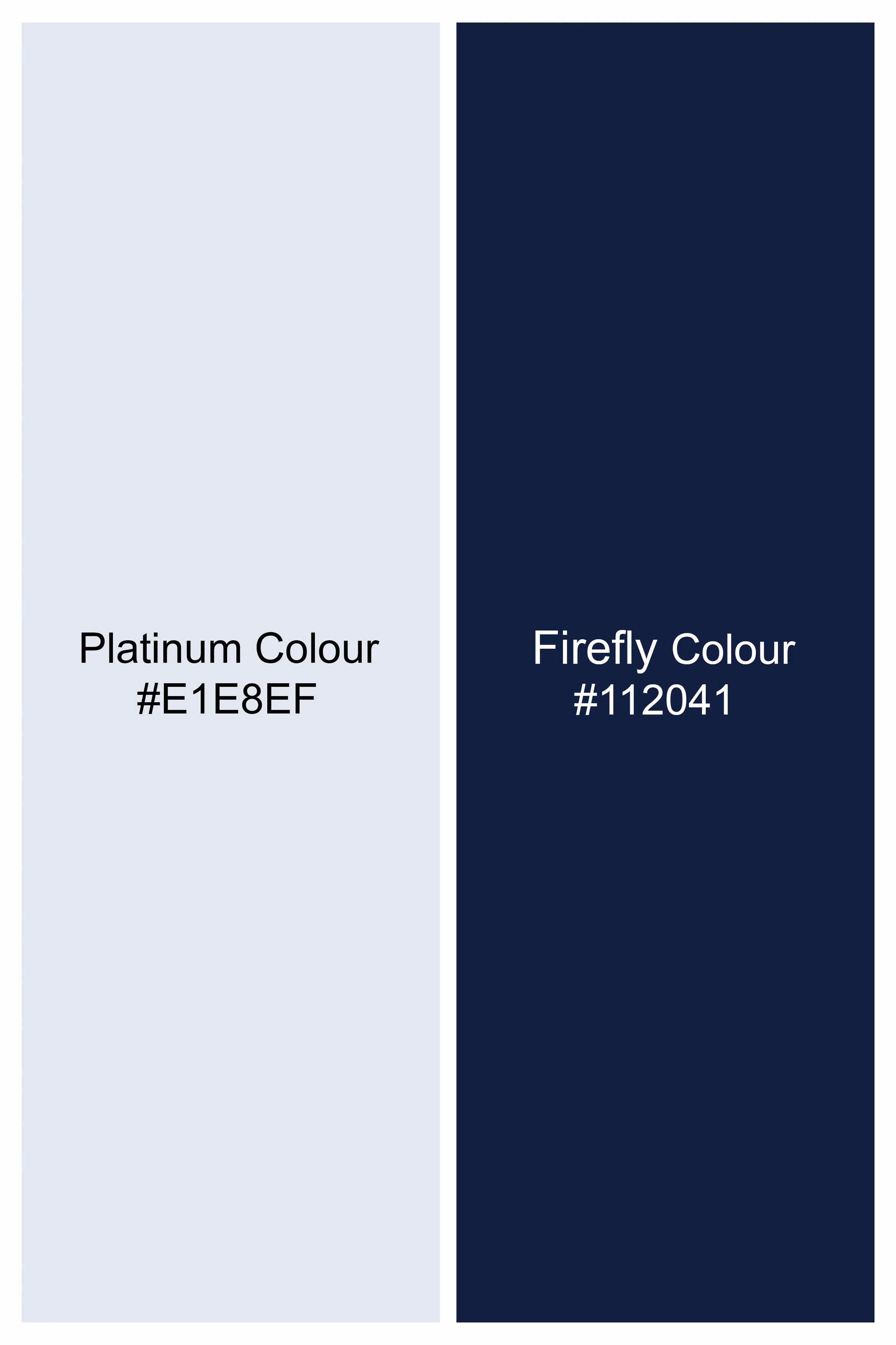 Half Platinum Blue and Half Firefly Blue Twill Premium Cotton Designer Signature Shirt