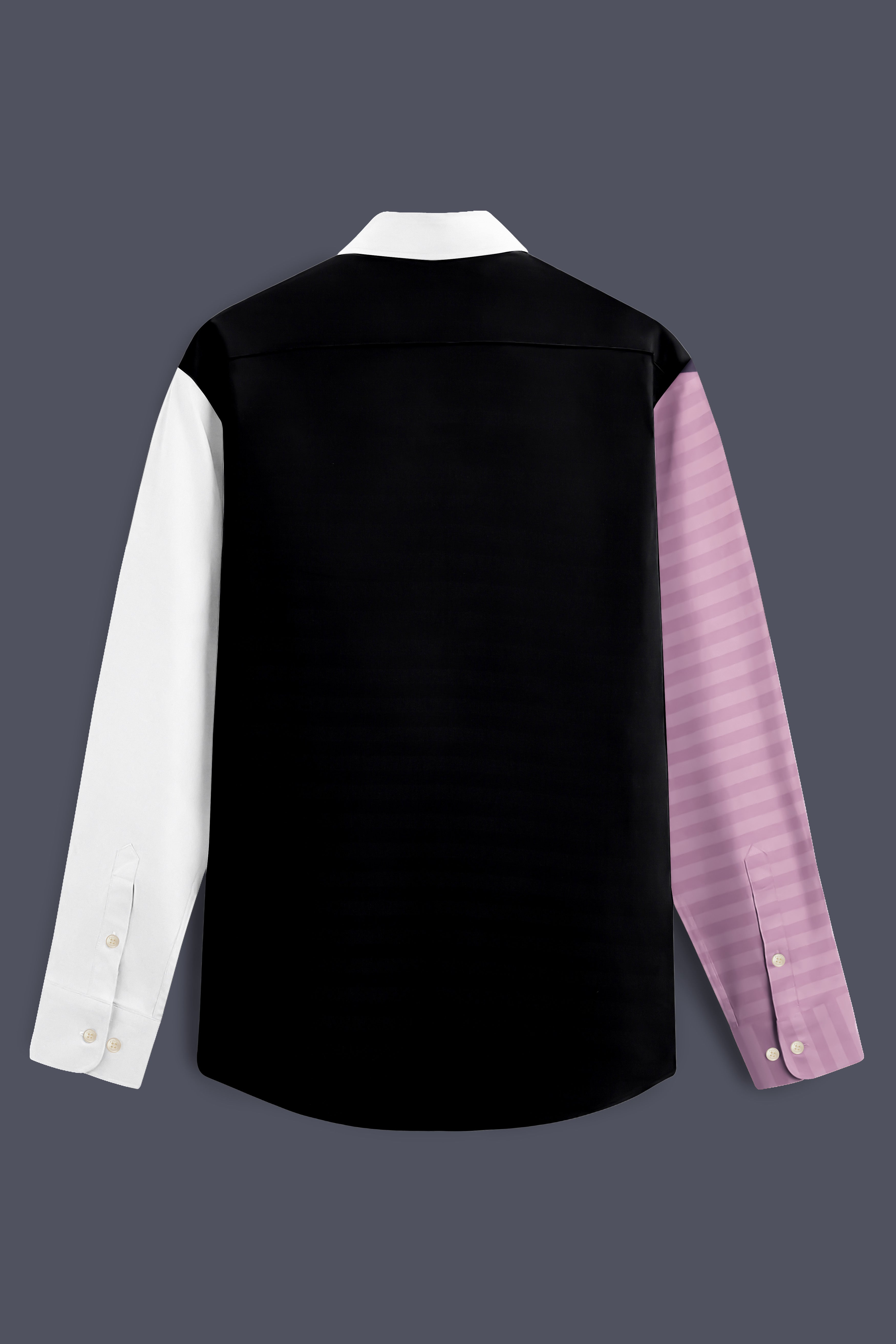 Oriental Pink Striped with Jade Black and White Super Soft Premium Cotton Designer Block Shirt