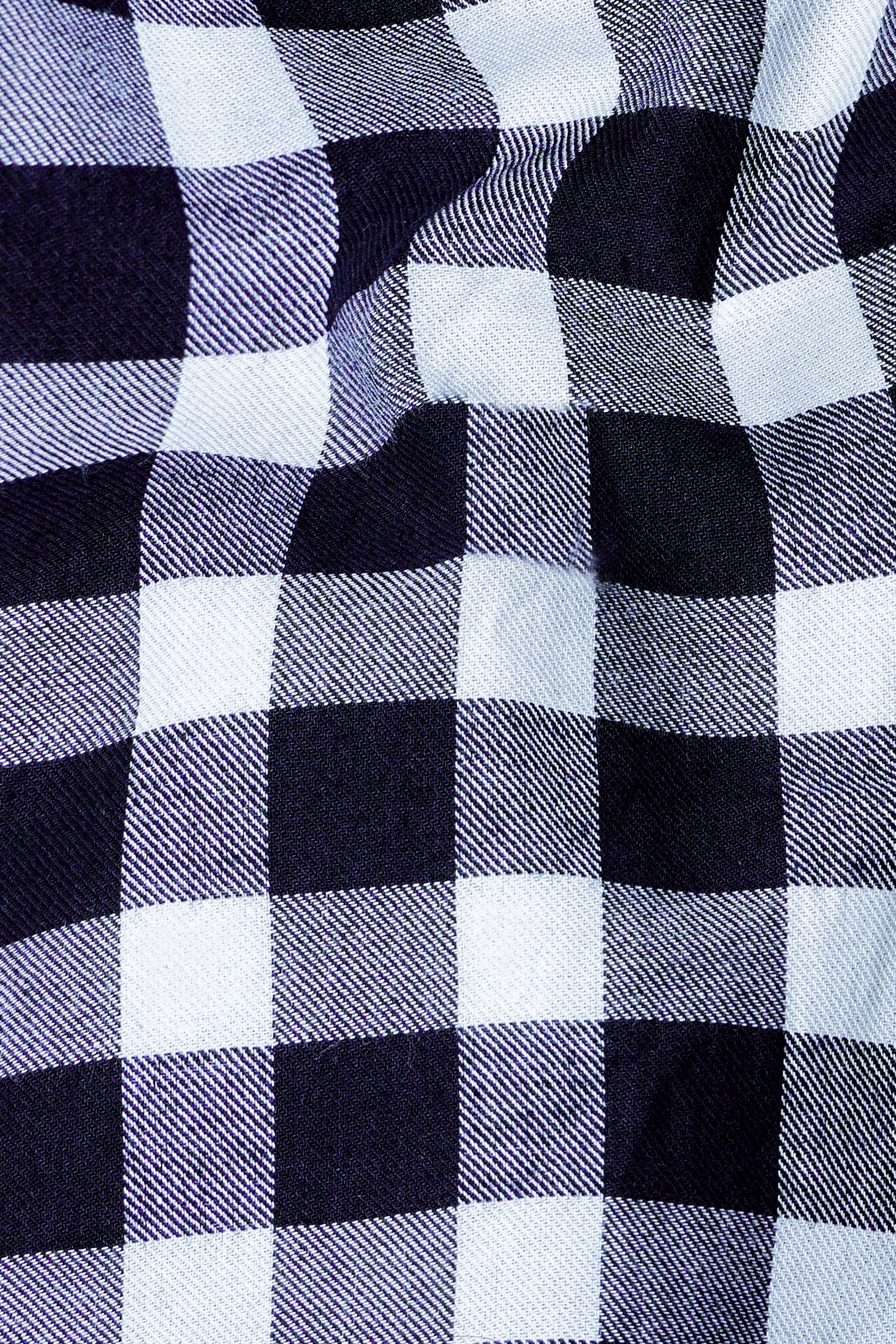 Bright White and Mirage Blue Gingham Twill Premium Cotton Shirt