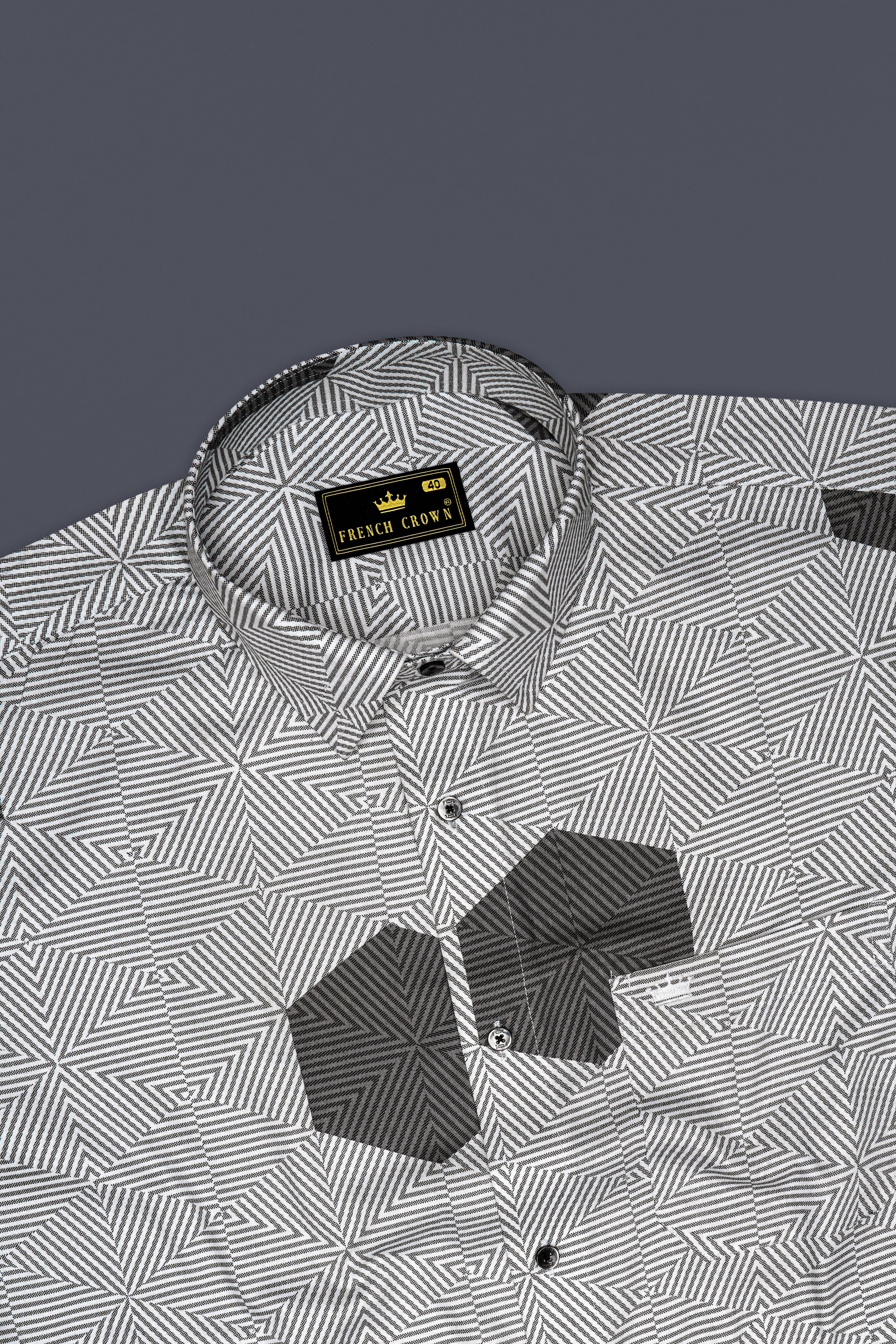 Oslo Gray and Bright White 3D Printed Super Soft Premium Cotton Shirt