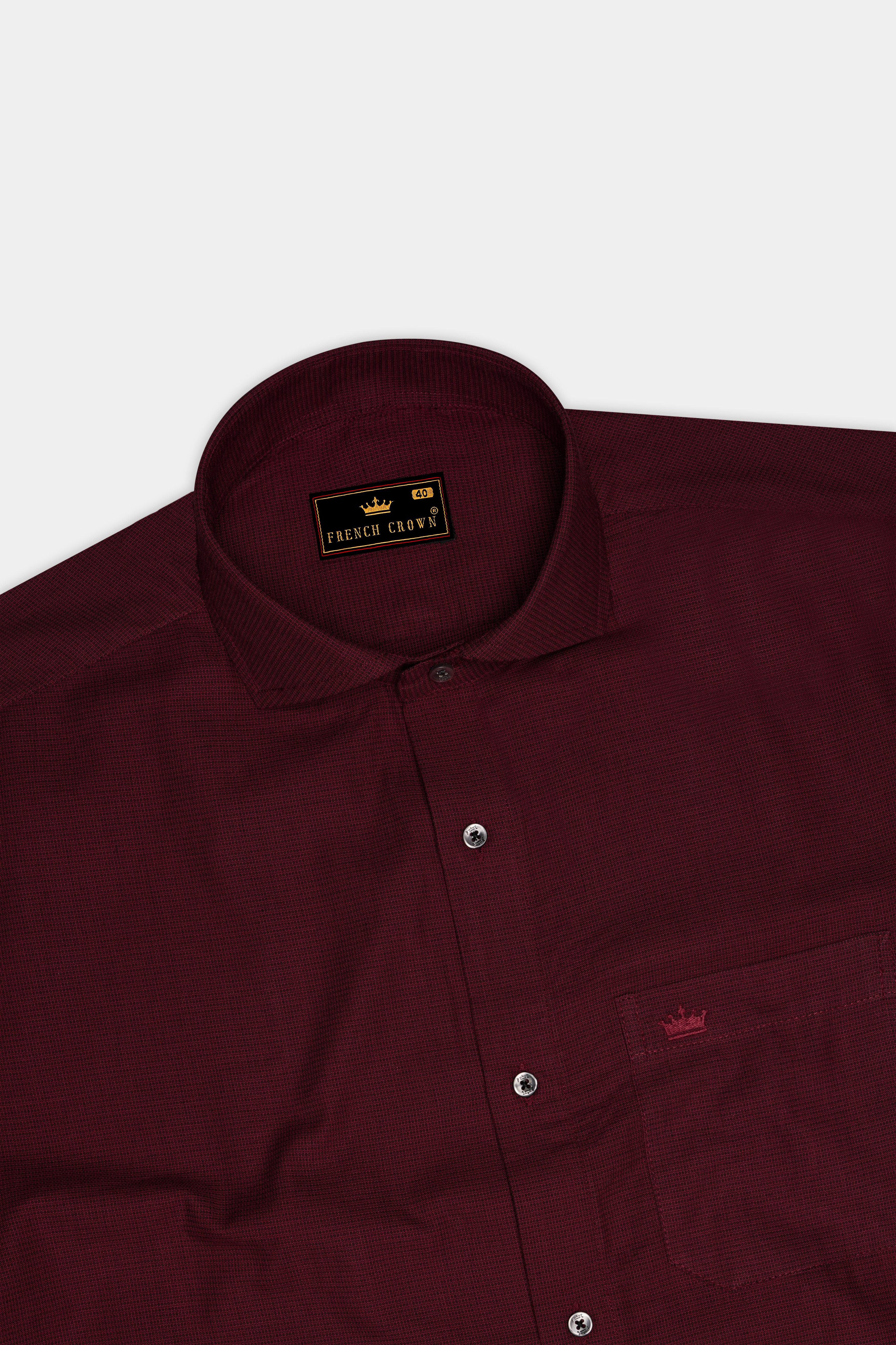 Scarlett Maroon Dobby Textured Premium Giza Cotton Shirt