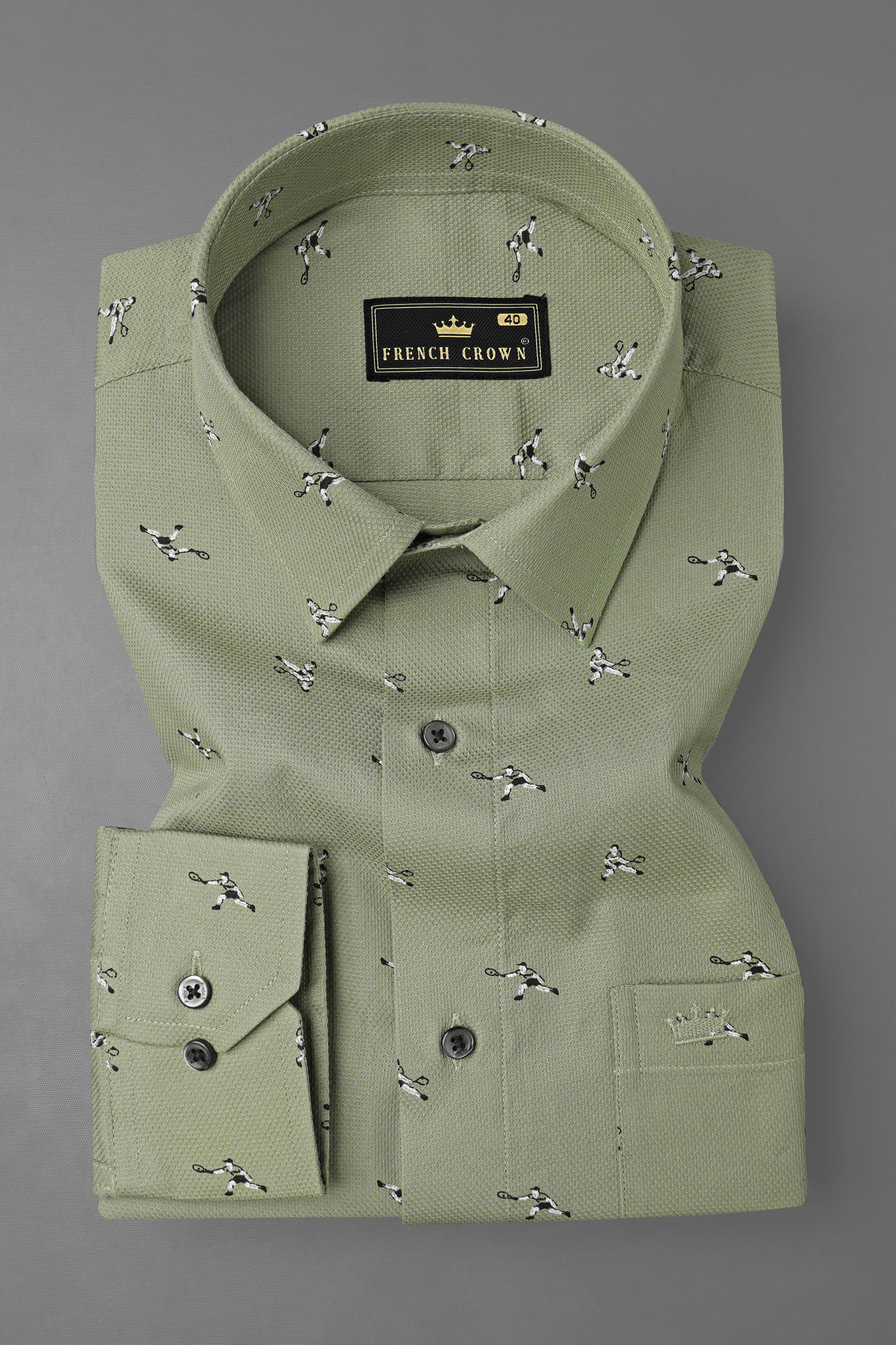 Sage Green Dobby Textured Premium Giza Cotton Shirt