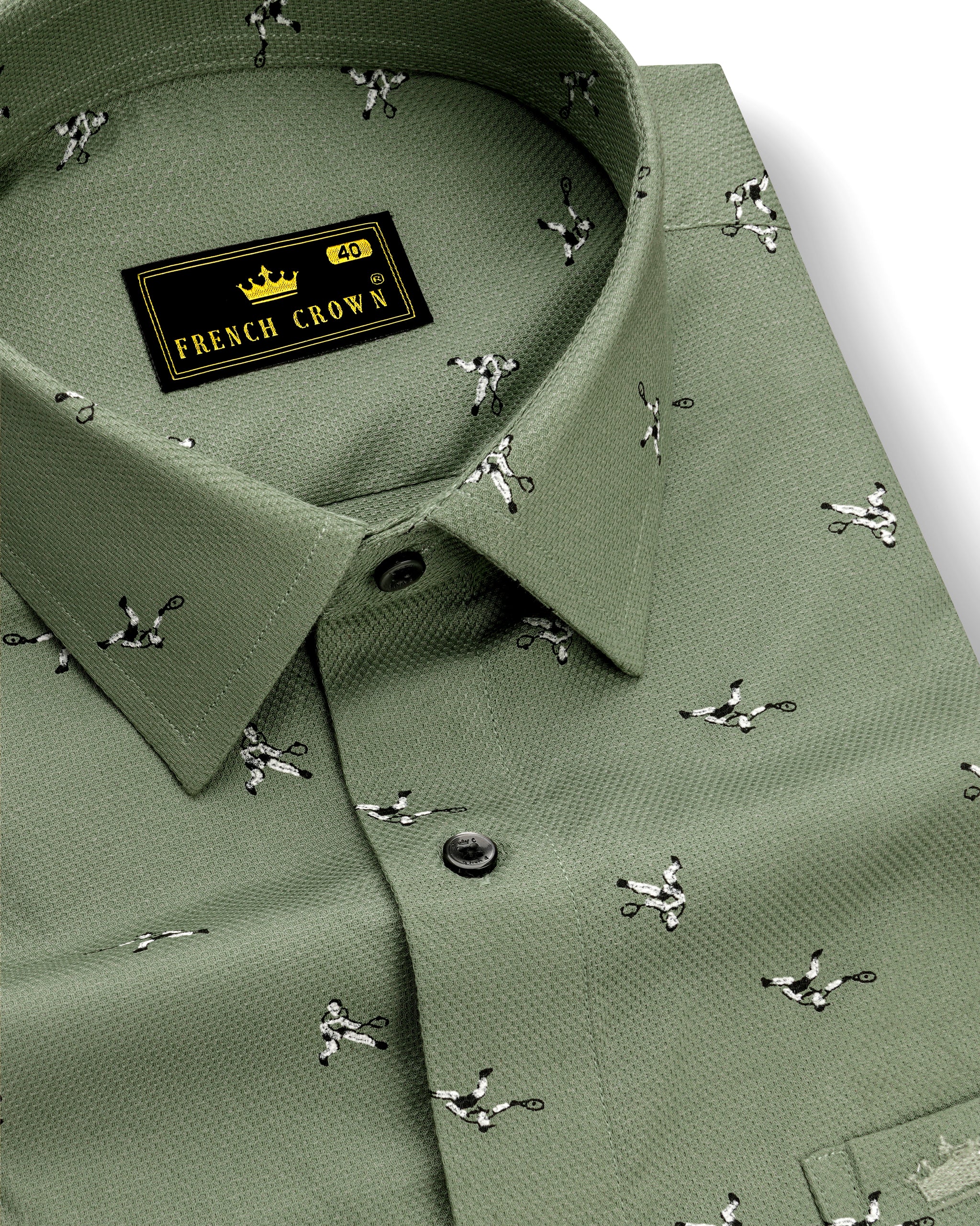Sage Green Formal/Casual Prints Premium Cotton Shirt For Men