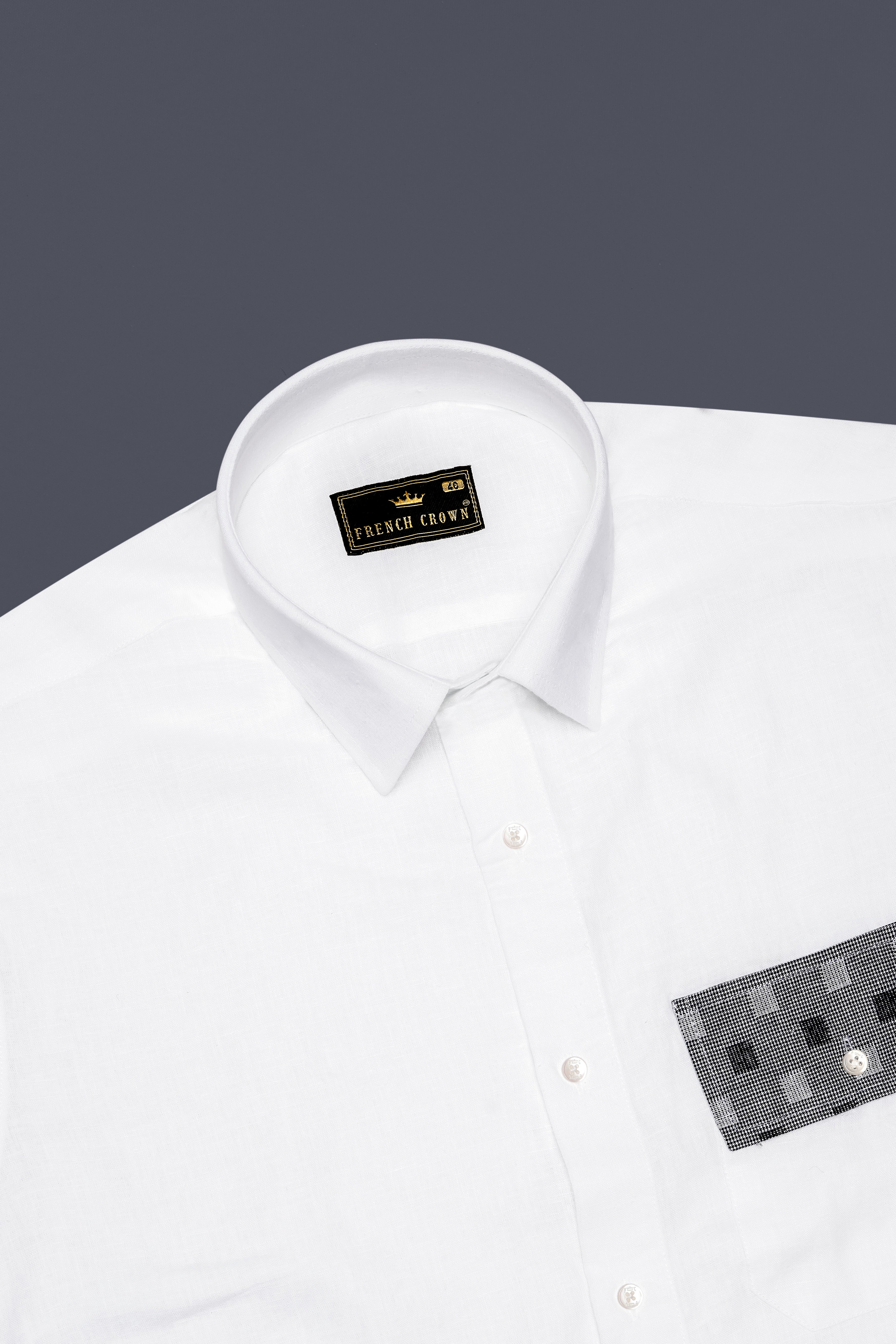 Bright White and Thunder Black Box Textured Luxurious Linen Designer Shirt