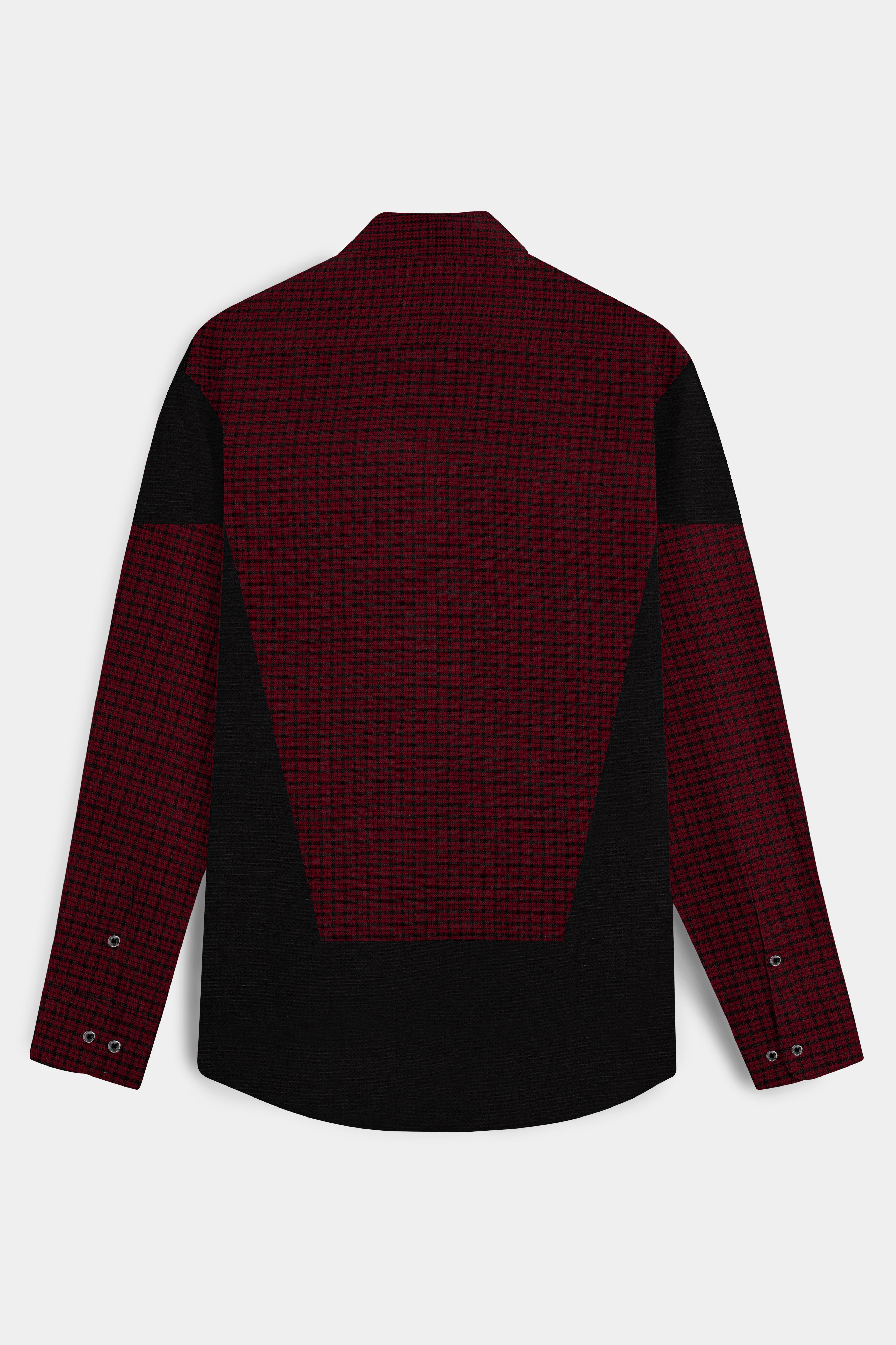 Claret Red Checkered and Black Premium Flannel Designer Shirt
