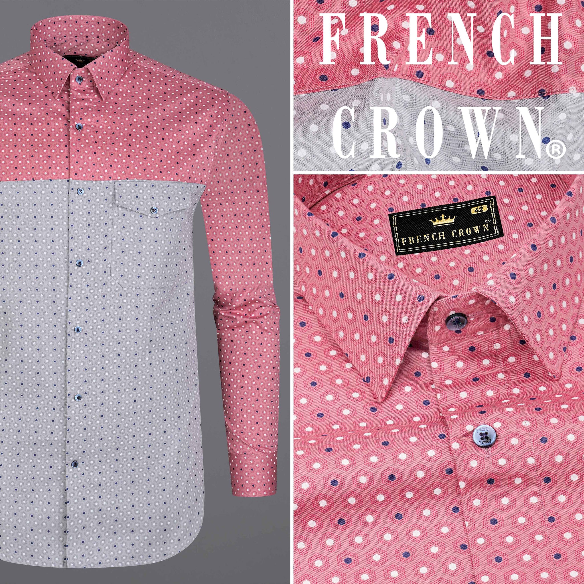 Nutmeg Brown with Iris Blue and Cadet Red Floral Printed Subtle Sheen Super  Soft Premium Cotton Shirt