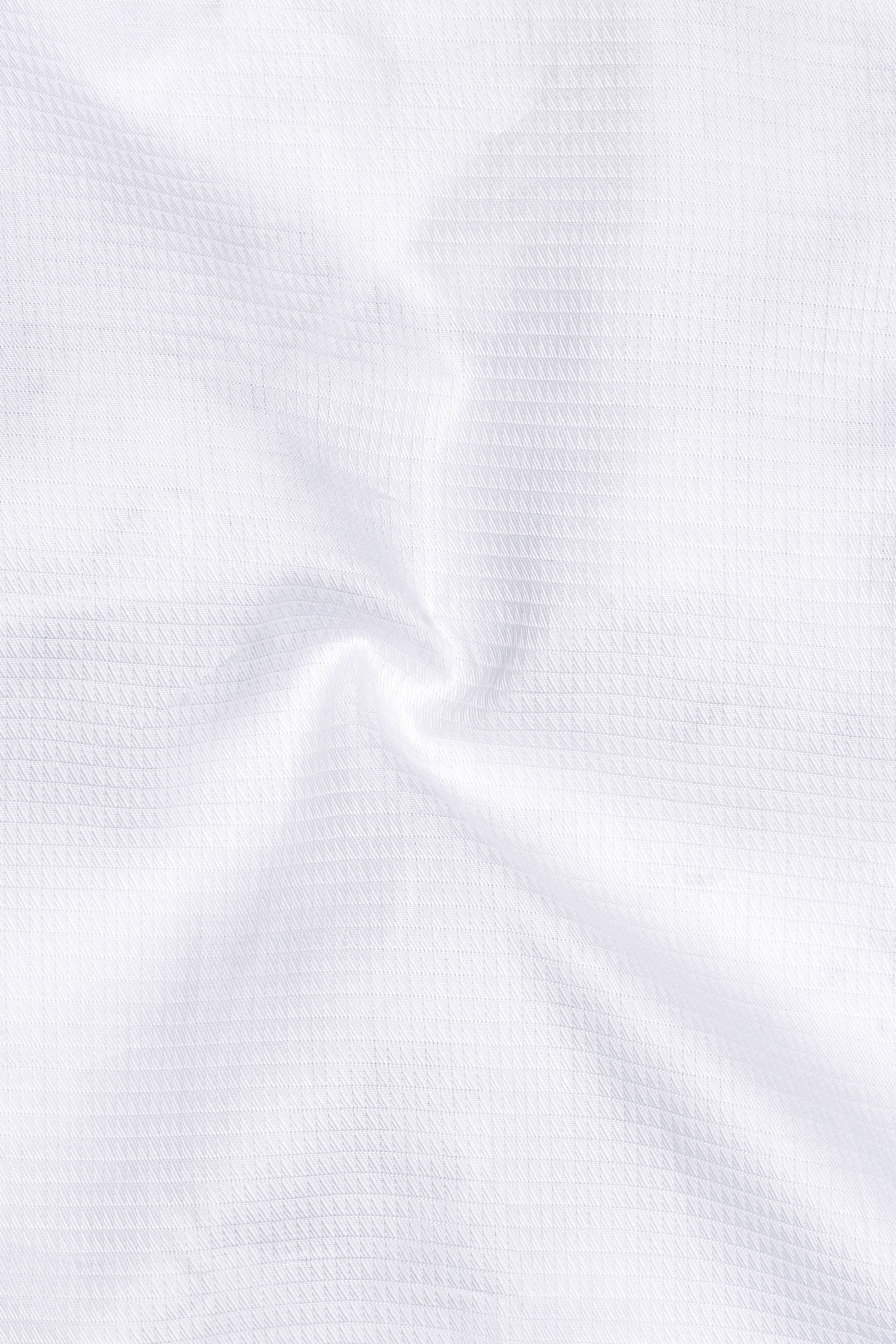 Bright White with Blue Patch Work Dobby Textured Giza Cotton Designer Shirt