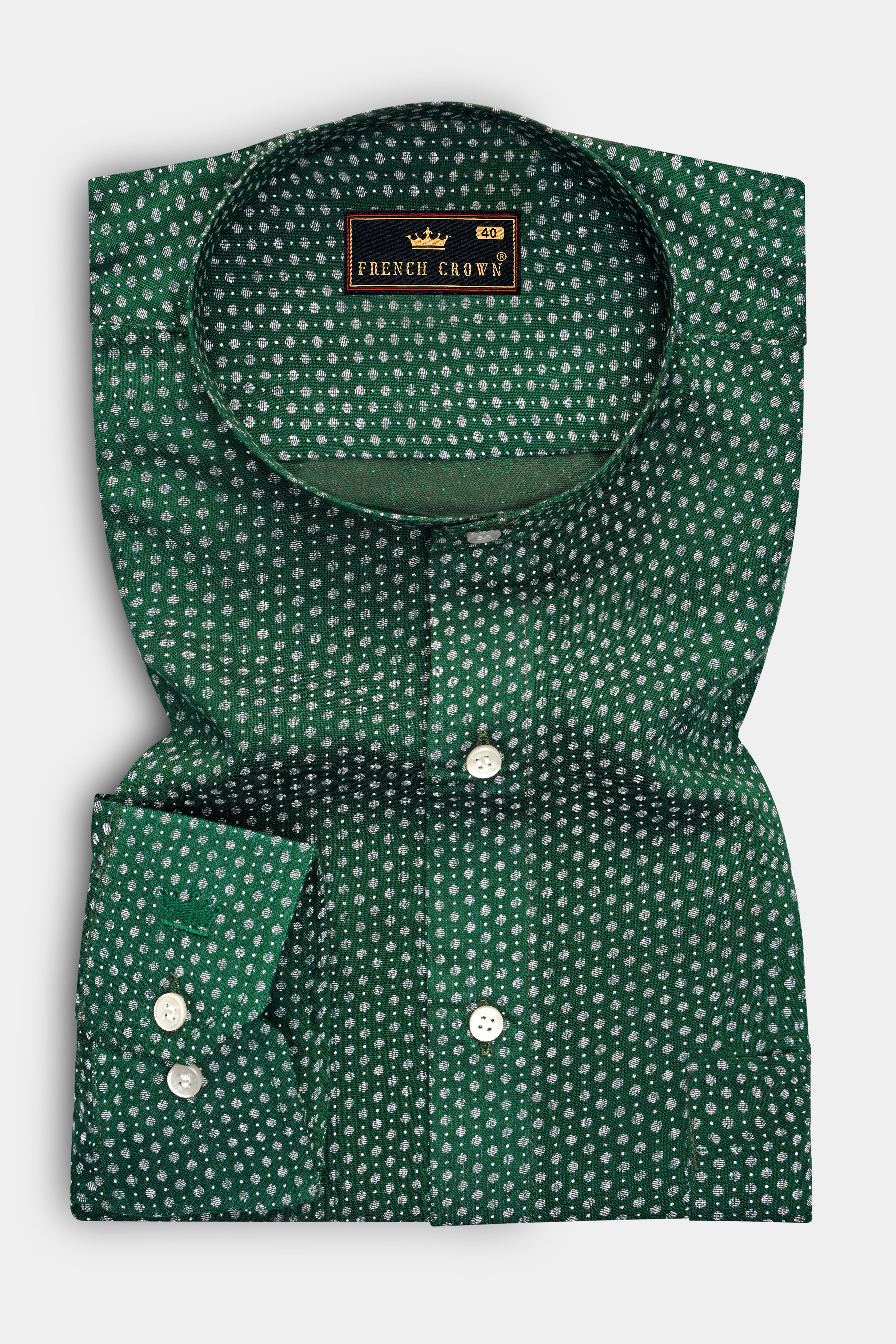 Killarney Green and White Printed Loose Premium Cotton Beachshirt