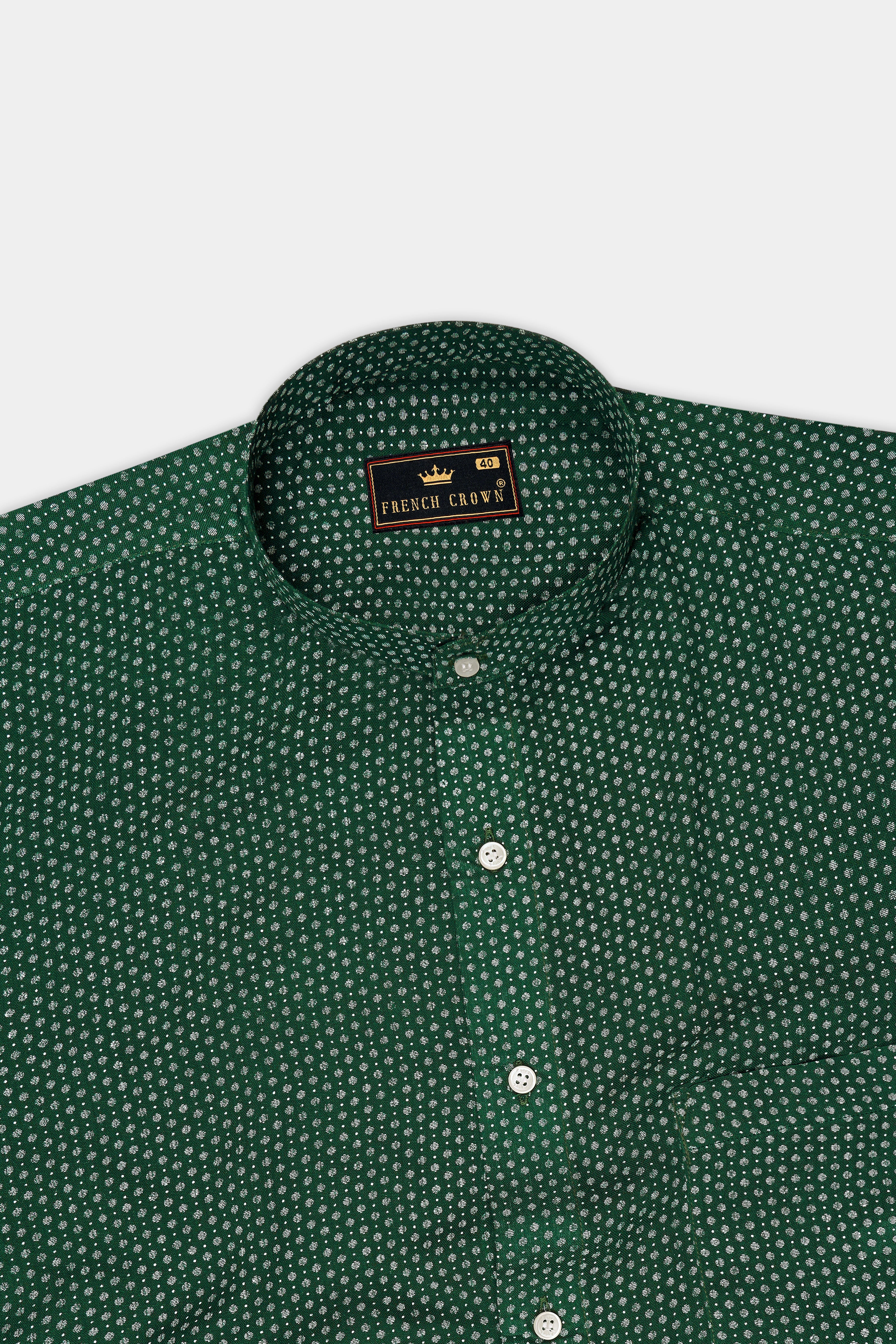 Killarney Green and White Printed Loose Premium Cotton Beachshirt