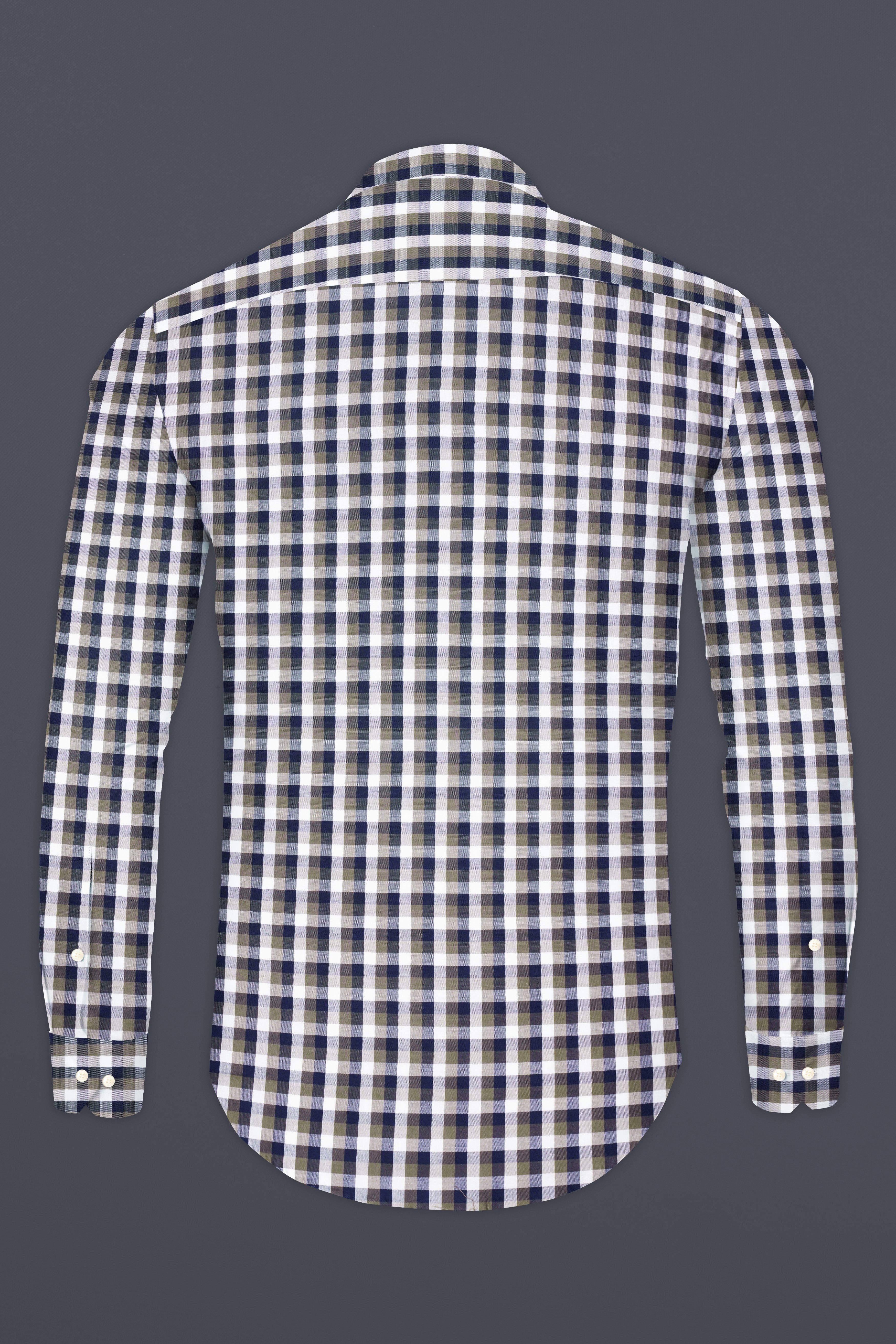 Bright White and Cloud Burst Blue Gingham Premium Cotton Shirt