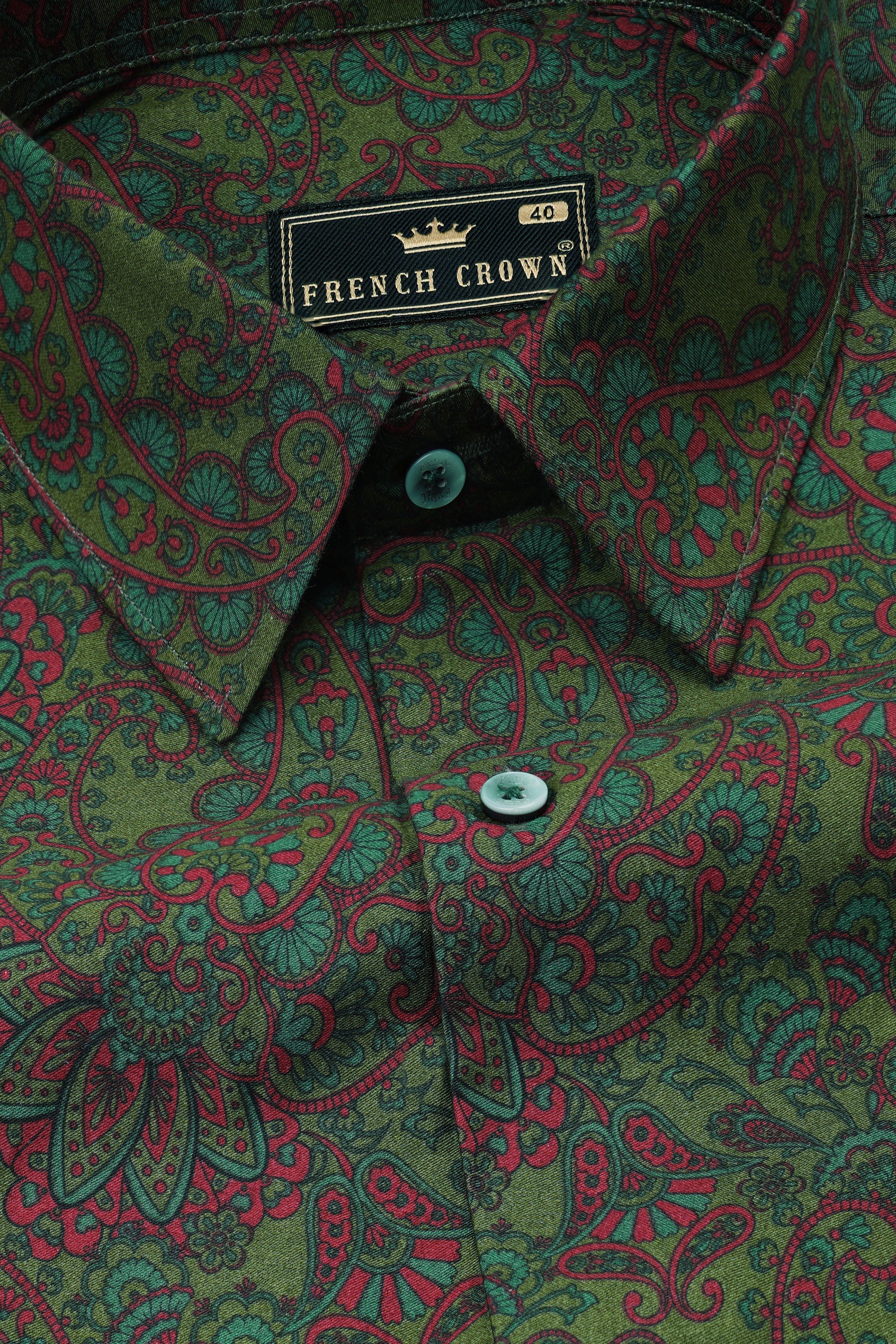 Bronzestone Green and Stiletto Red Paisley Printed Super Soft Premium Cotton Shirt