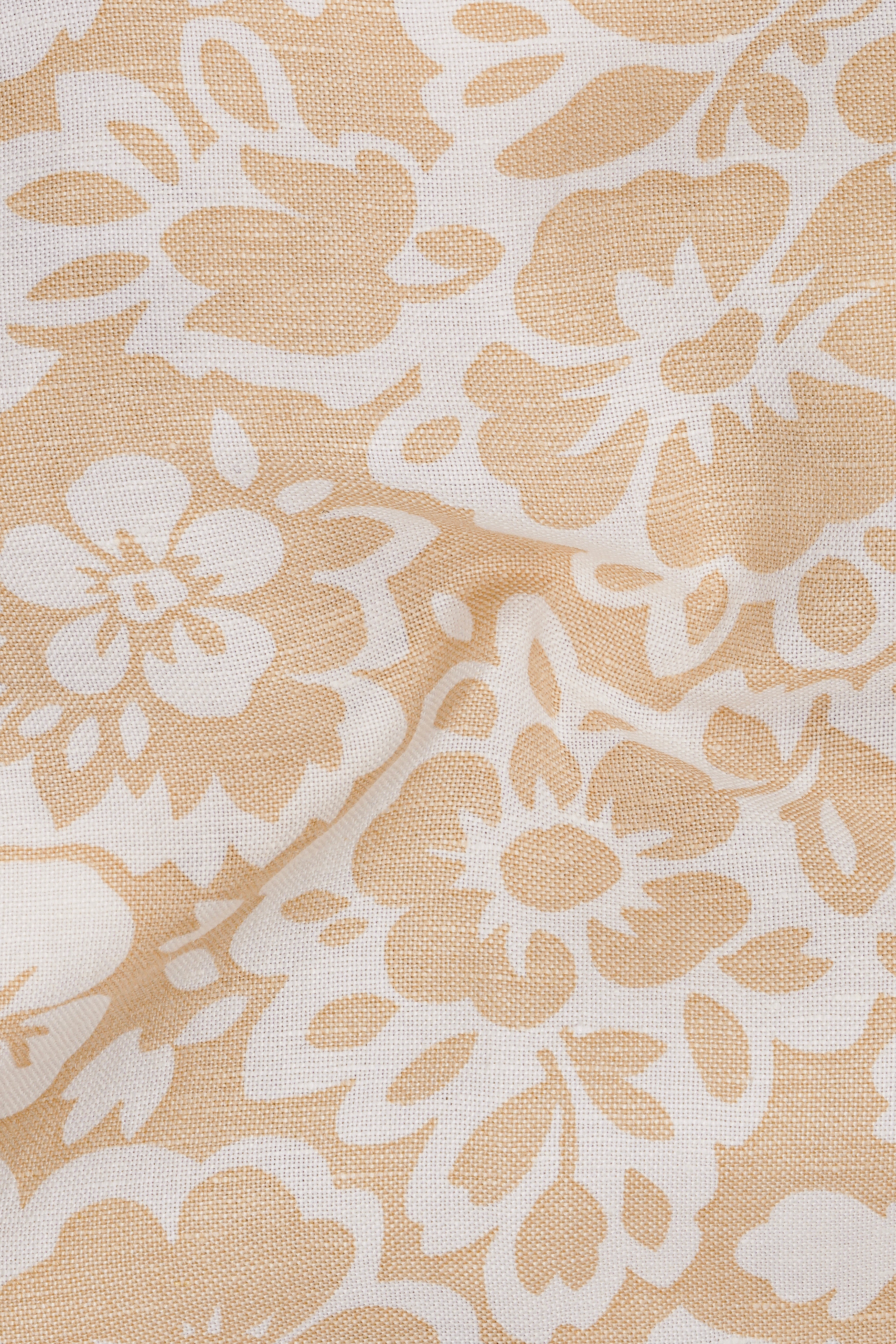 Rodeo Dust Brown with White Floral Luxurious Linen Shirt