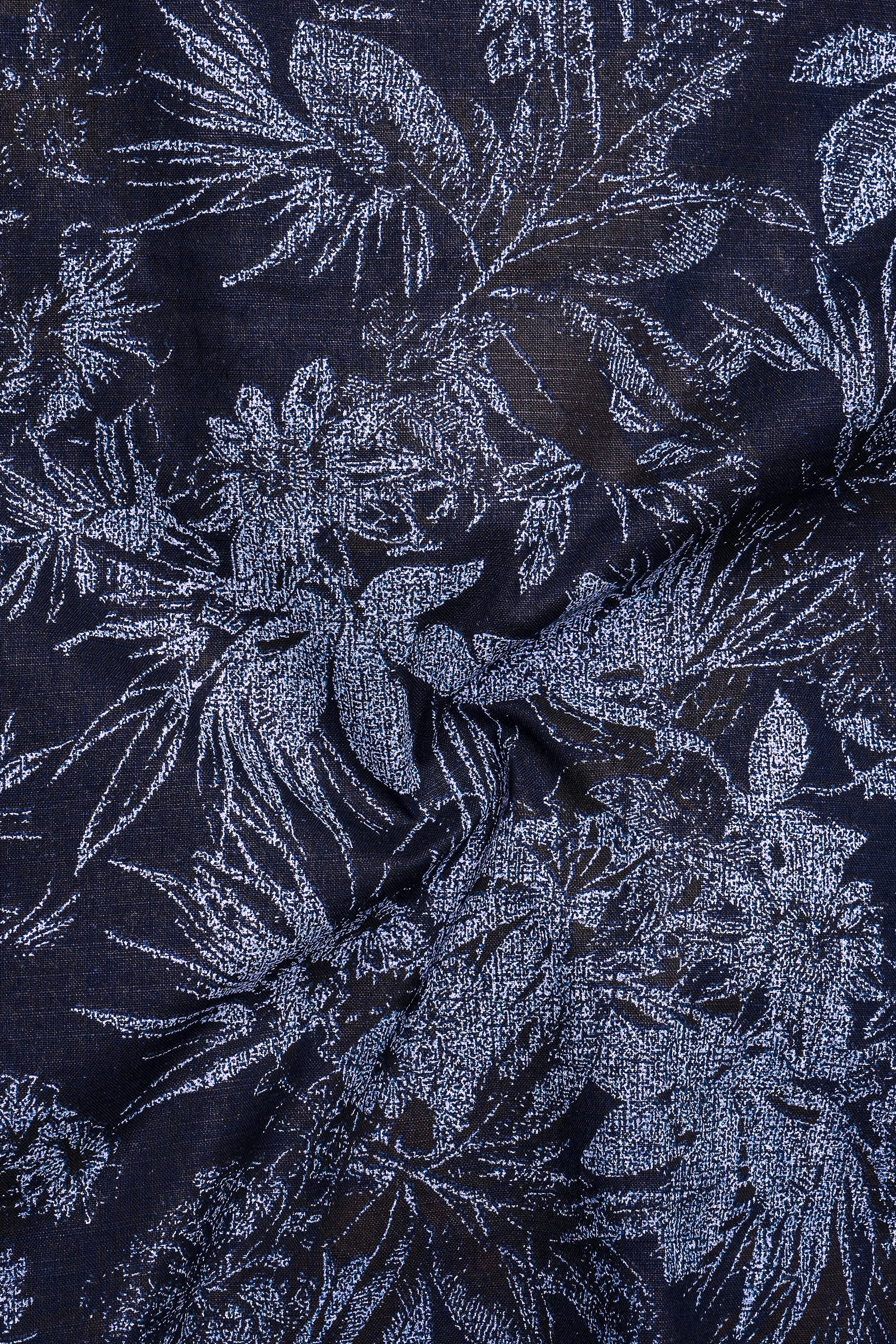 Blackcurrant Blue with Ship Cove Blue Floral Chambray Textured Premium Cotton Shirt