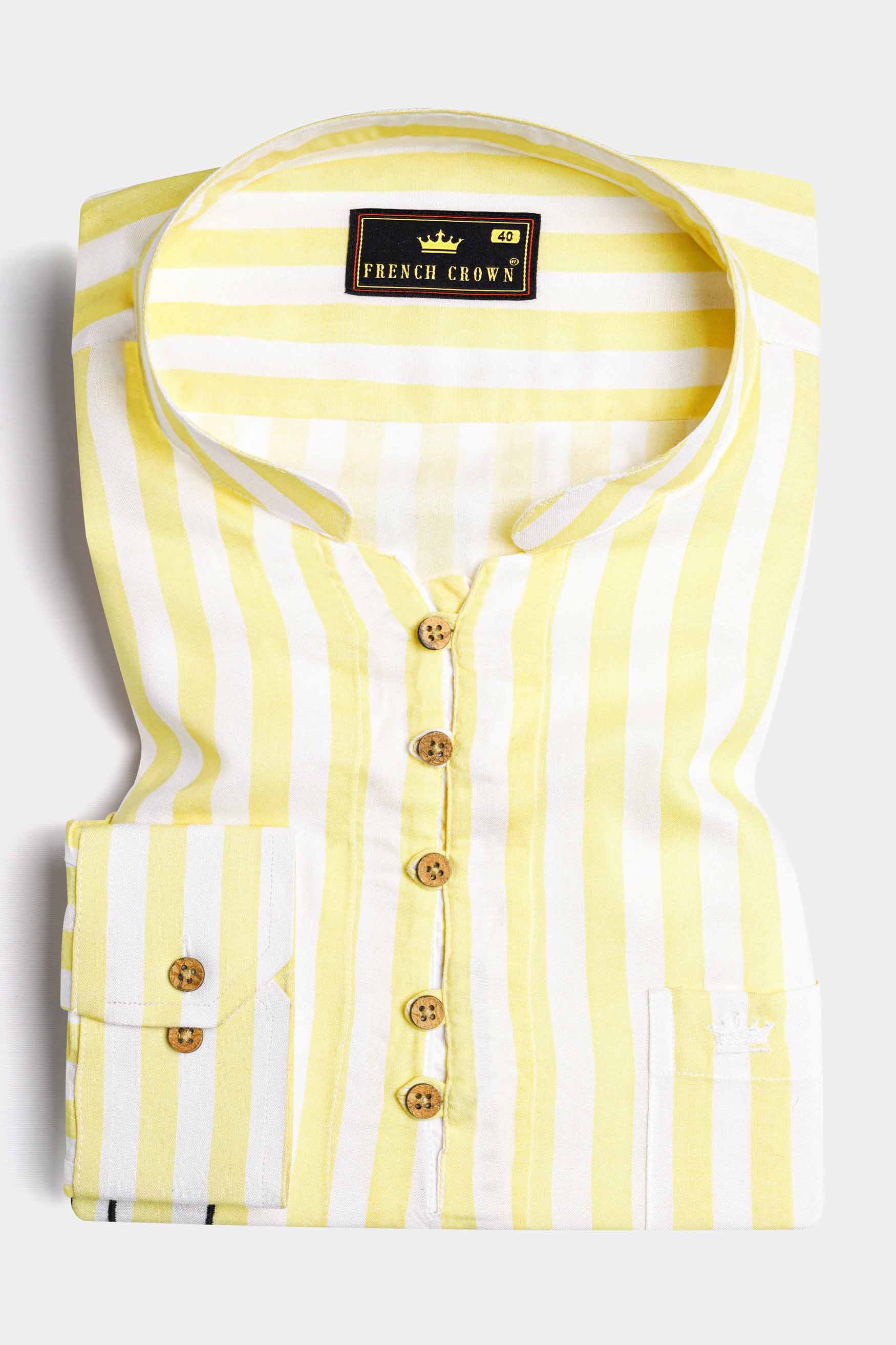 Goldenrod Yellow and White Striped with Face Embroidered Premium Tencel Designer Kurta Shirt 8250-KS-E171-38, 8250-KS-E171-H-38, 8250-KS-E171-39, 8250-KS-E171-H-39, 8250-KS-E171-40, 8250-KS-E171-H-40, 8250-KS-E171-42, 8250-KS-E171-H-42, 8250-KS-E171-44, 8250-KS-E171-H-44, 8250-KS-E171-46, 8250-KS-E171-H-46, 8250-KS-E171-48, 8250-KS-E171-H-48, 8250-KS-E171-50, 8250-KS-E171-H-50, 8250-KS-E171-52, 8250-KS-E171-H-52