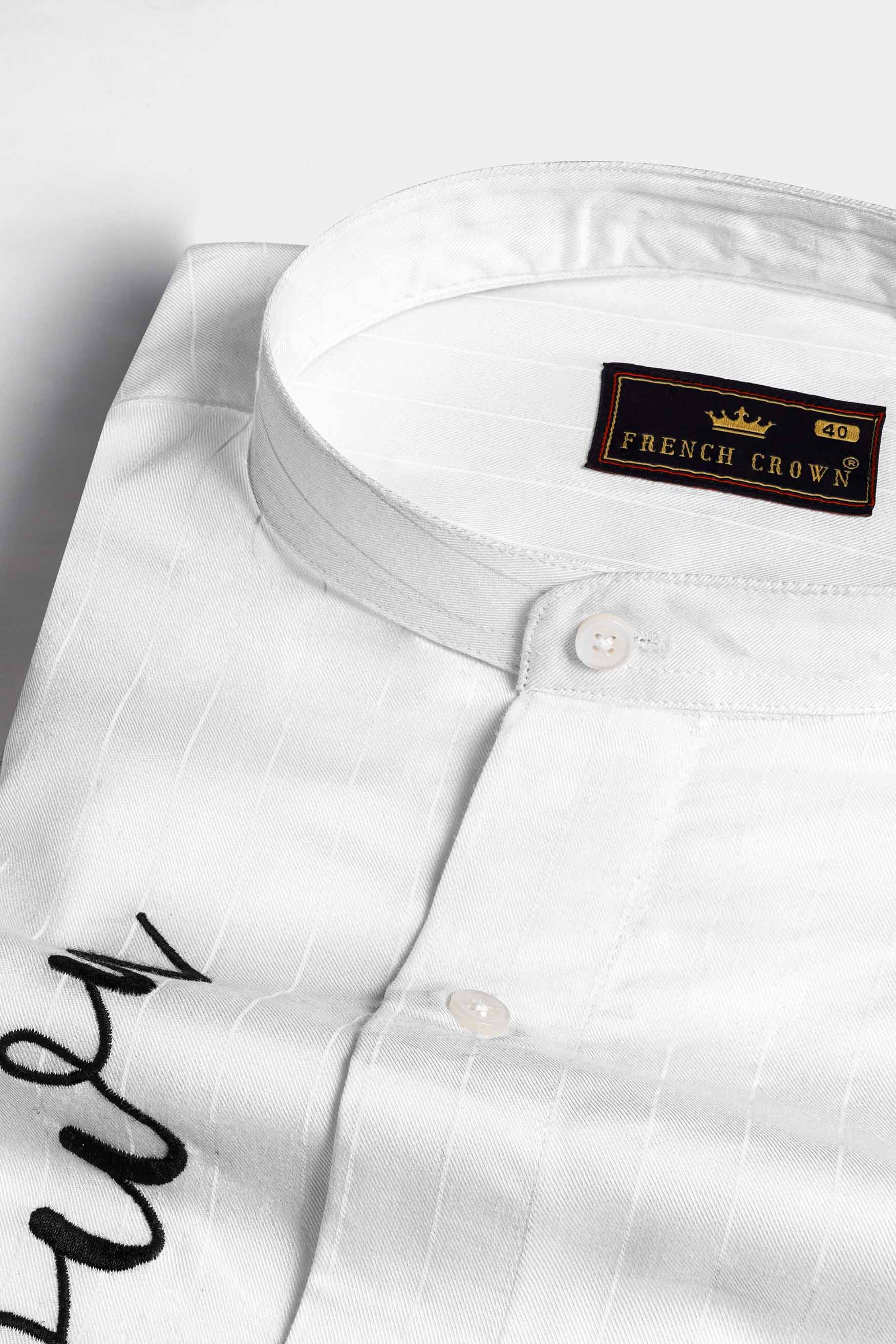 Bright White Subtle Embroidered with Black Embroidered Twill Premium Cotton Designer Shirt 8291-M-E187-38, 8291-M-E187-H-38, 8291-M-E187-39, 8291-M-E187-H-39, 8291-M-E187-40, 8291-M-E187-H-40, 8291-M-E187-42, 8291-M-E187-H-42, 8291-M-E187-44, 8291-M-E187-H-44, 8291-M-E187-46, 8291-M-E187-H-46, 8291-M-E187-48, 8291-M-E187-H-48, 8291-M-E187-50, 8291-M-E187-H-50, 8291-M-E187-52, 8291-M-E187-H-52