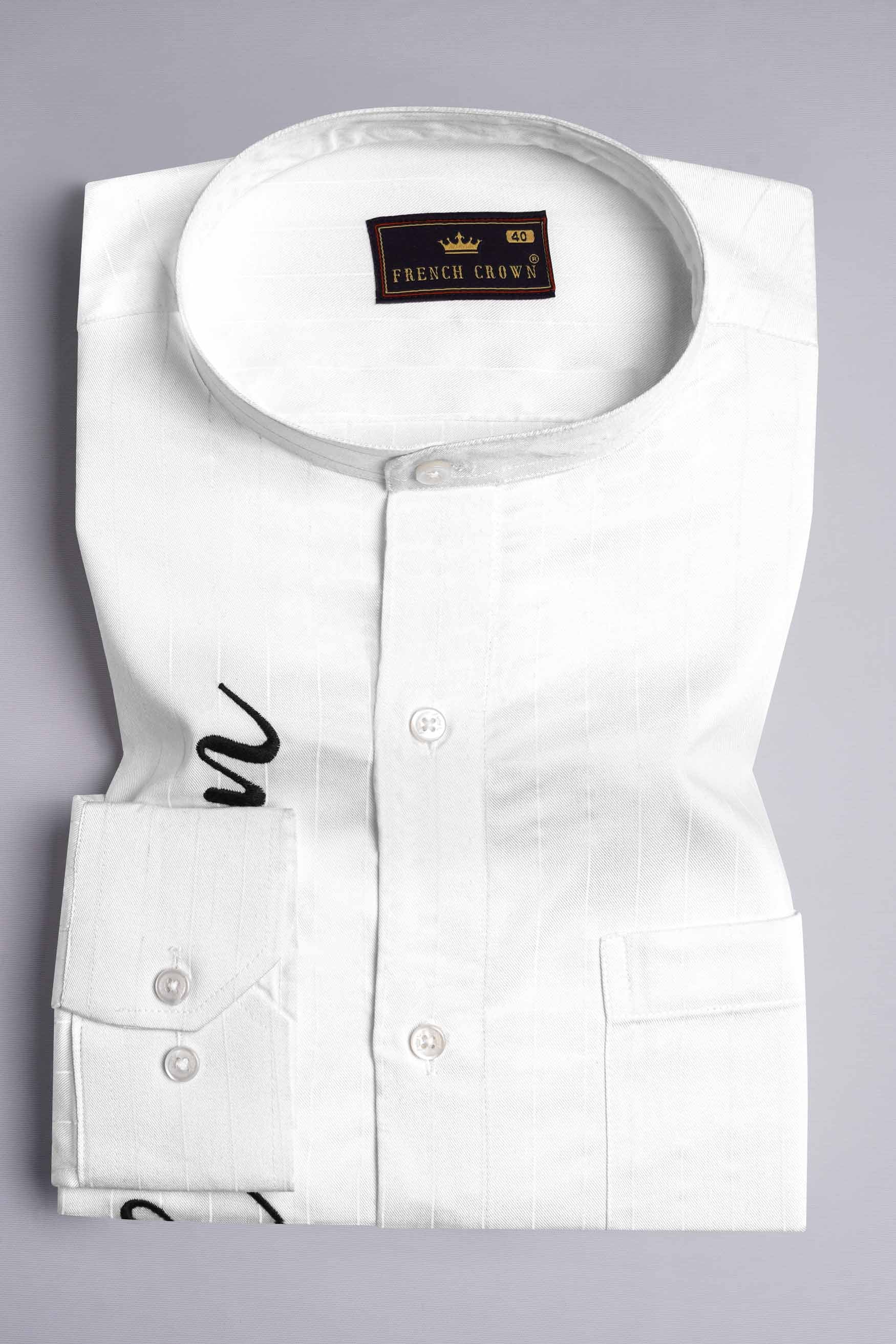 Bright White Subtle Embroidered with Black Embroidered Twill Premium Cotton Designer Shirt 8291-M-E187-38, 8291-M-E187-H-38, 8291-M-E187-39, 8291-M-E187-H-39, 8291-M-E187-40, 8291-M-E187-H-40, 8291-M-E187-42, 8291-M-E187-H-42, 8291-M-E187-44, 8291-M-E187-H-44, 8291-M-E187-46, 8291-M-E187-H-46, 8291-M-E187-48, 8291-M-E187-H-48, 8291-M-E187-50, 8291-M-E187-H-50, 8291-M-E187-52, 8291-M-E187-H-52